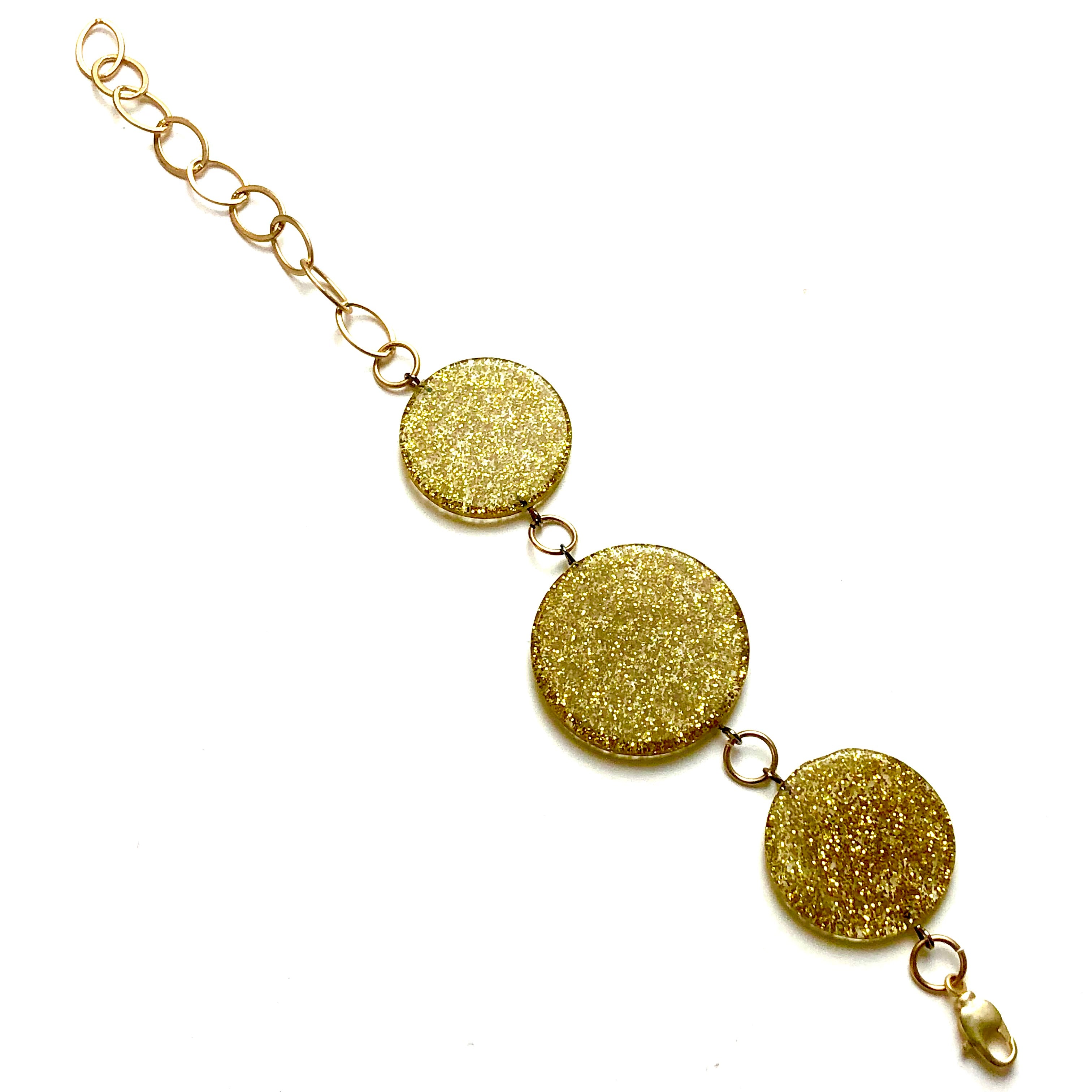 Gold Glitter Lucite Stations Bracelet