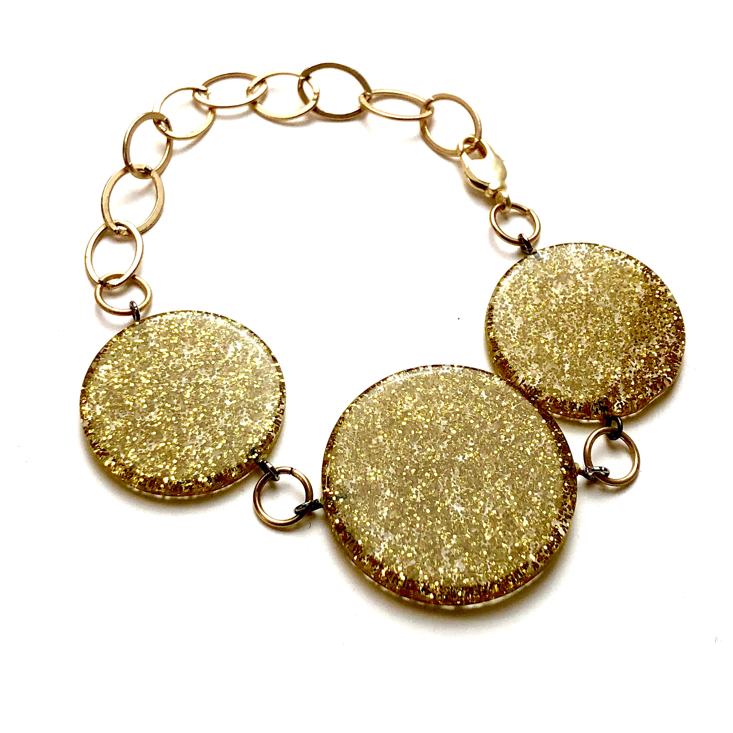 Gold Glitter Lucite Stations Bracelet