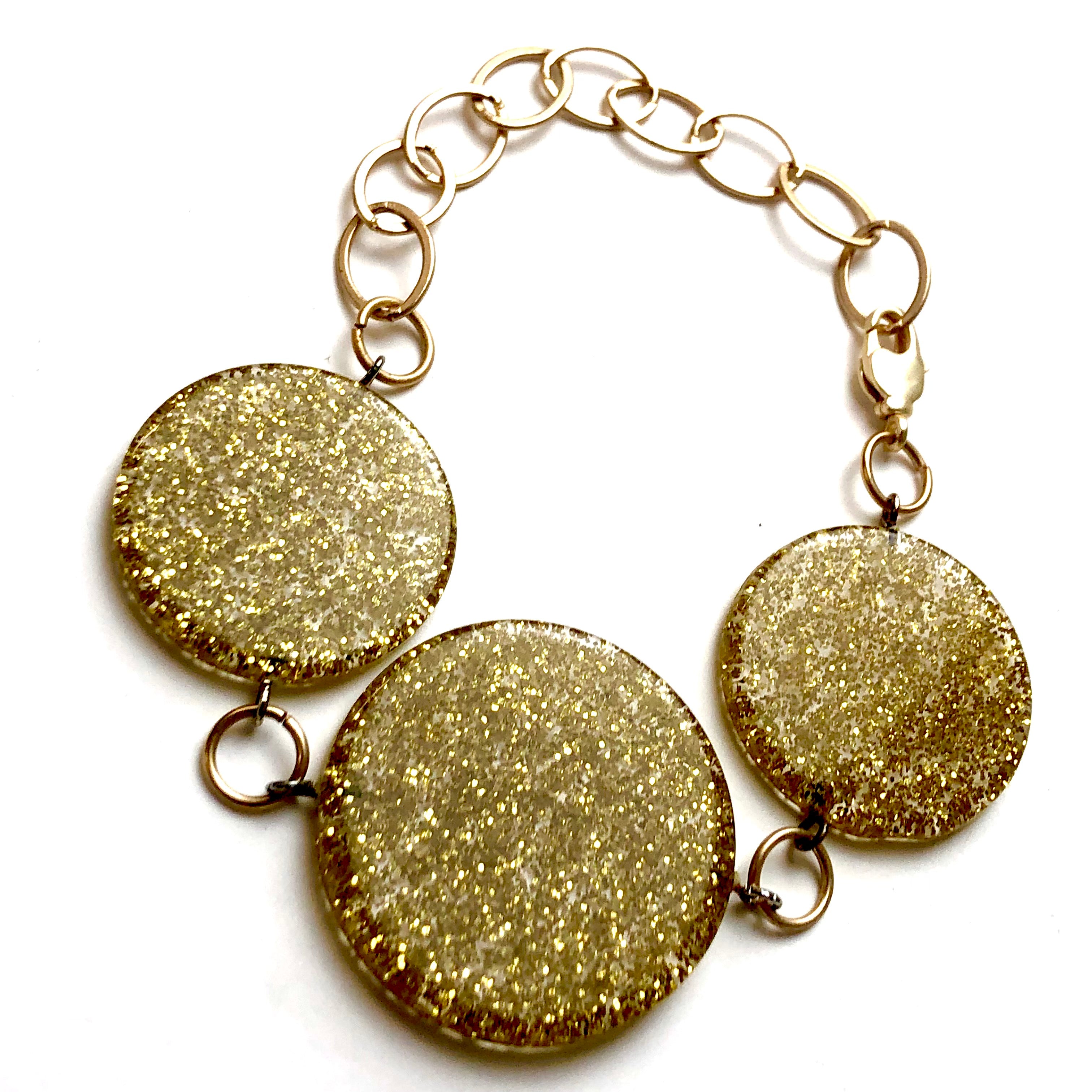 Gold Glitter Lucite Stations Bracelet
