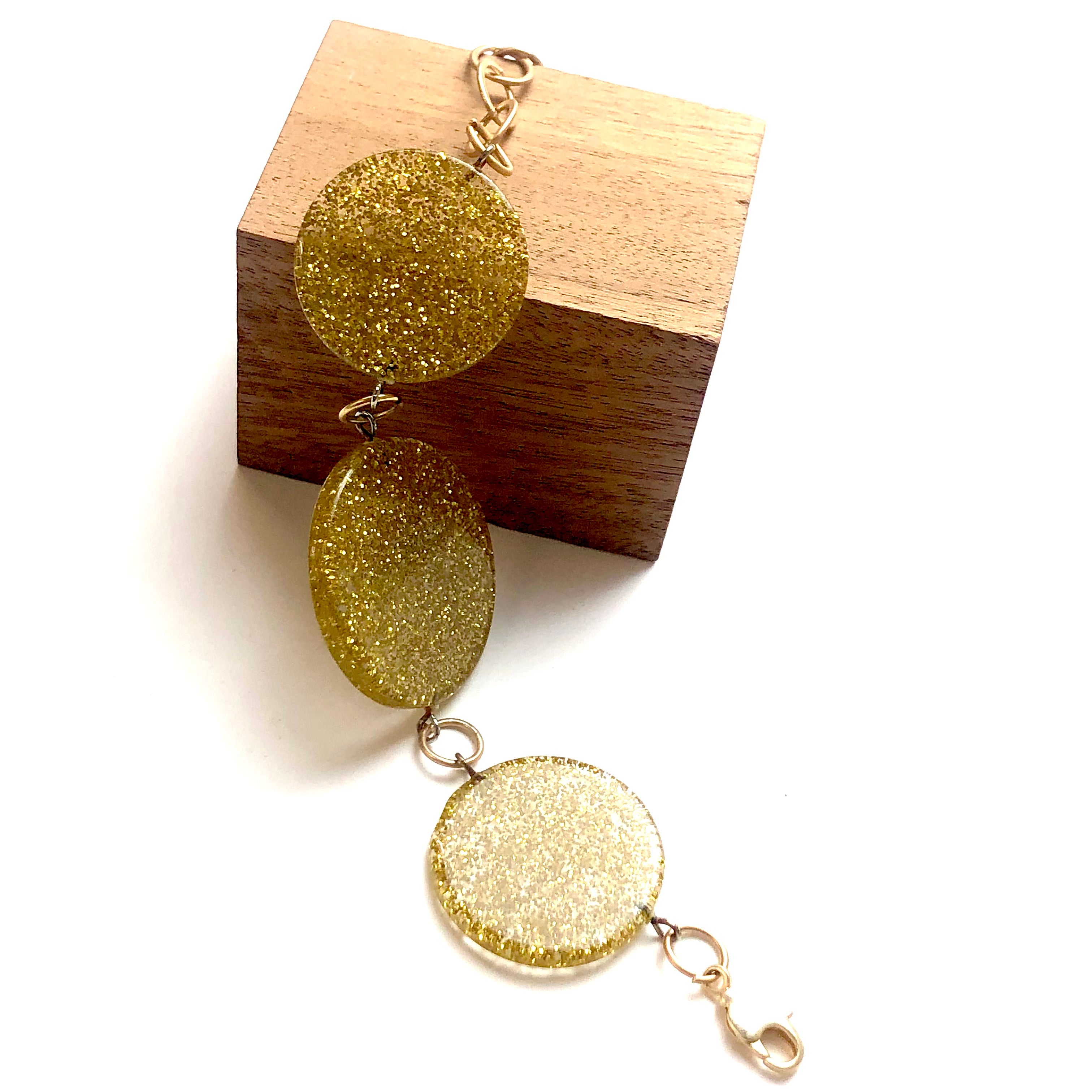 Gold Glitter Lucite Stations Bracelet