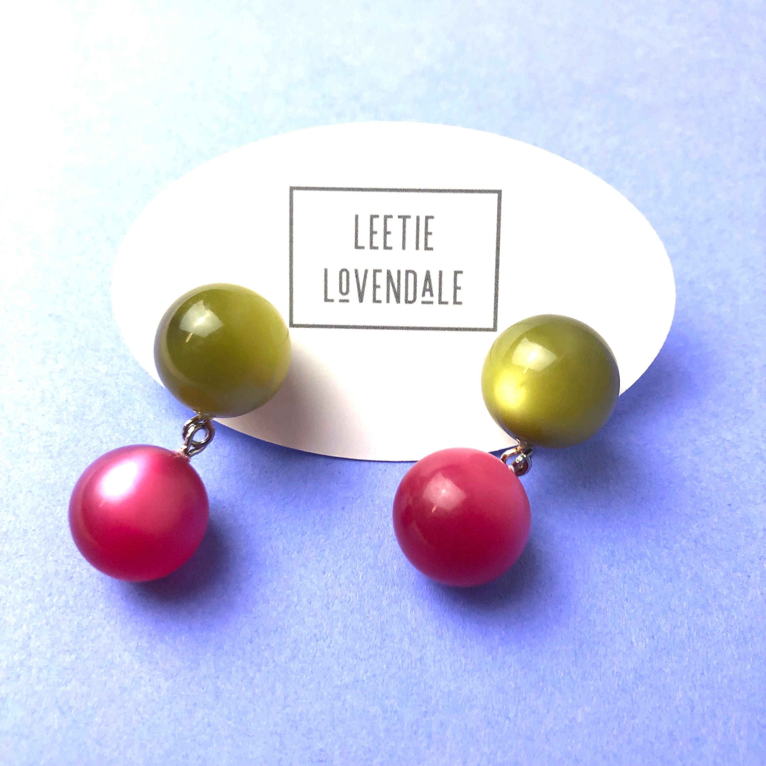 Oilve & Cranberry Lollipop Drop Earrings
