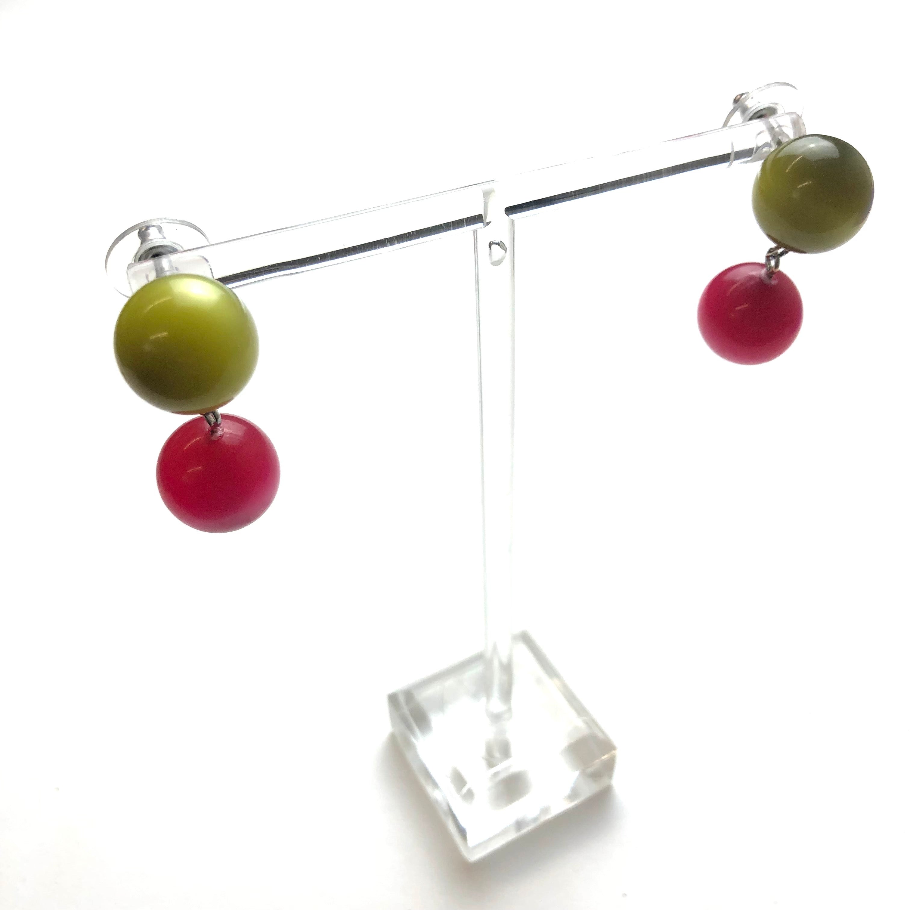 Oilve & Cranberry Lollipop Drop Earrings