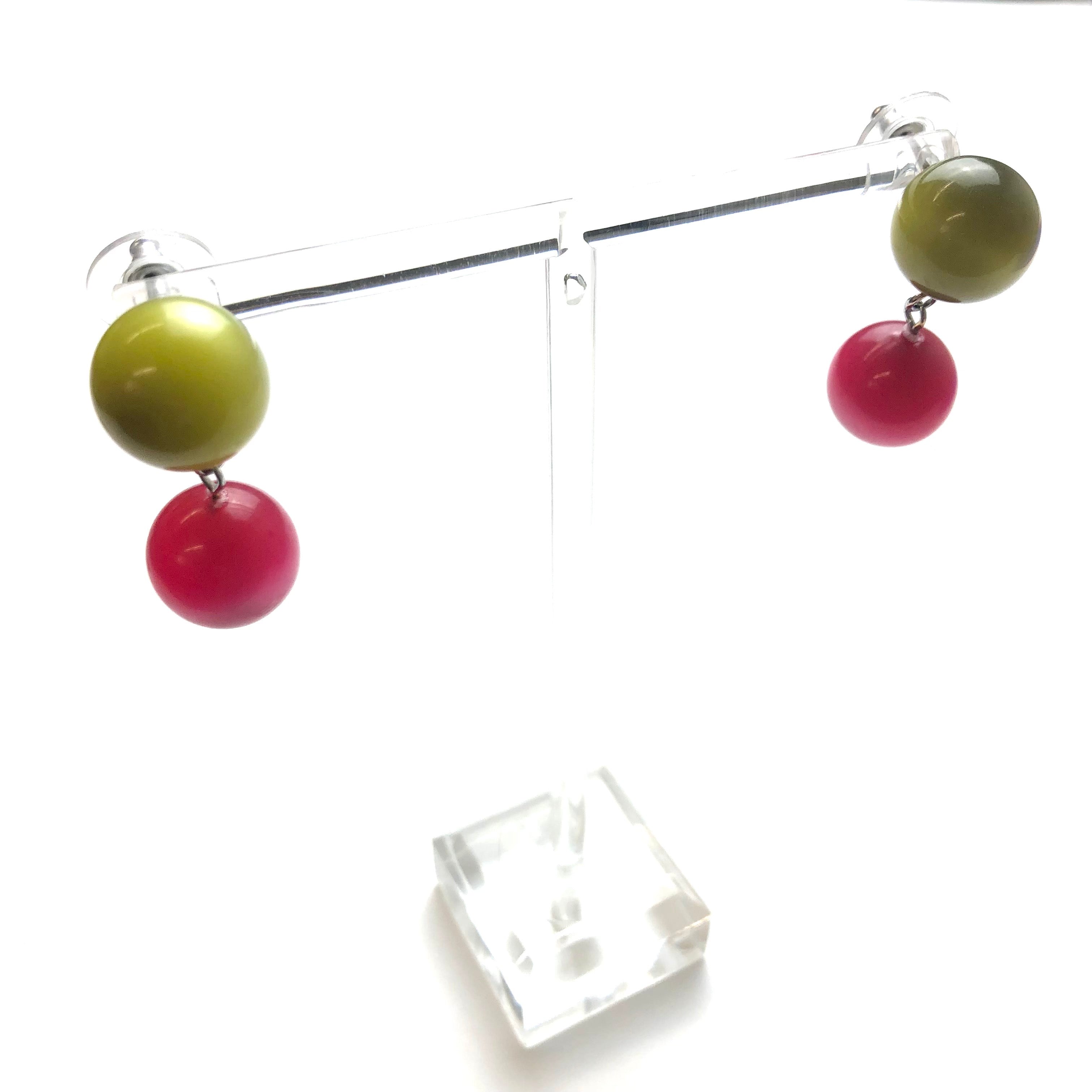 Oilve & Cranberry Lollipop Drop Earrings