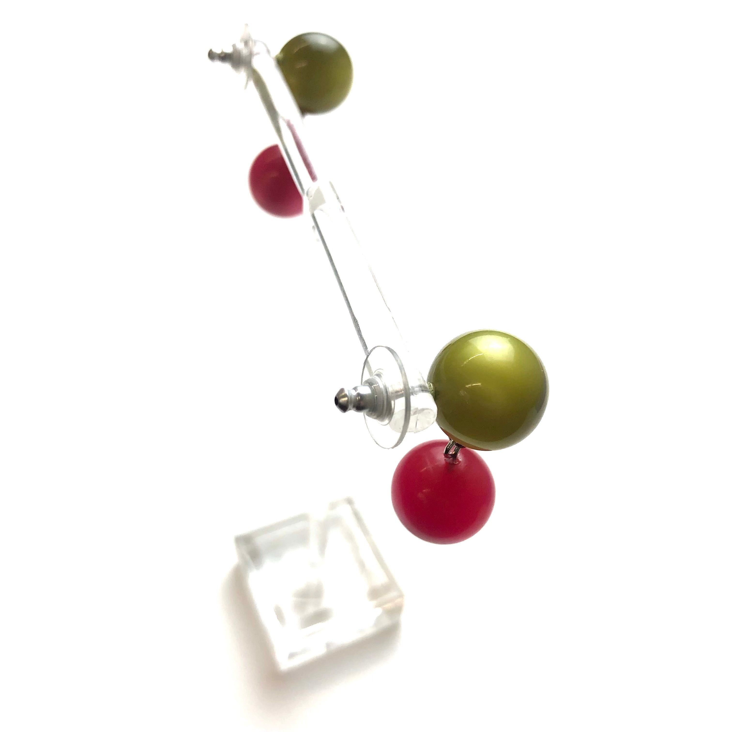 Oilve & Cranberry Lollipop Drop Earrings