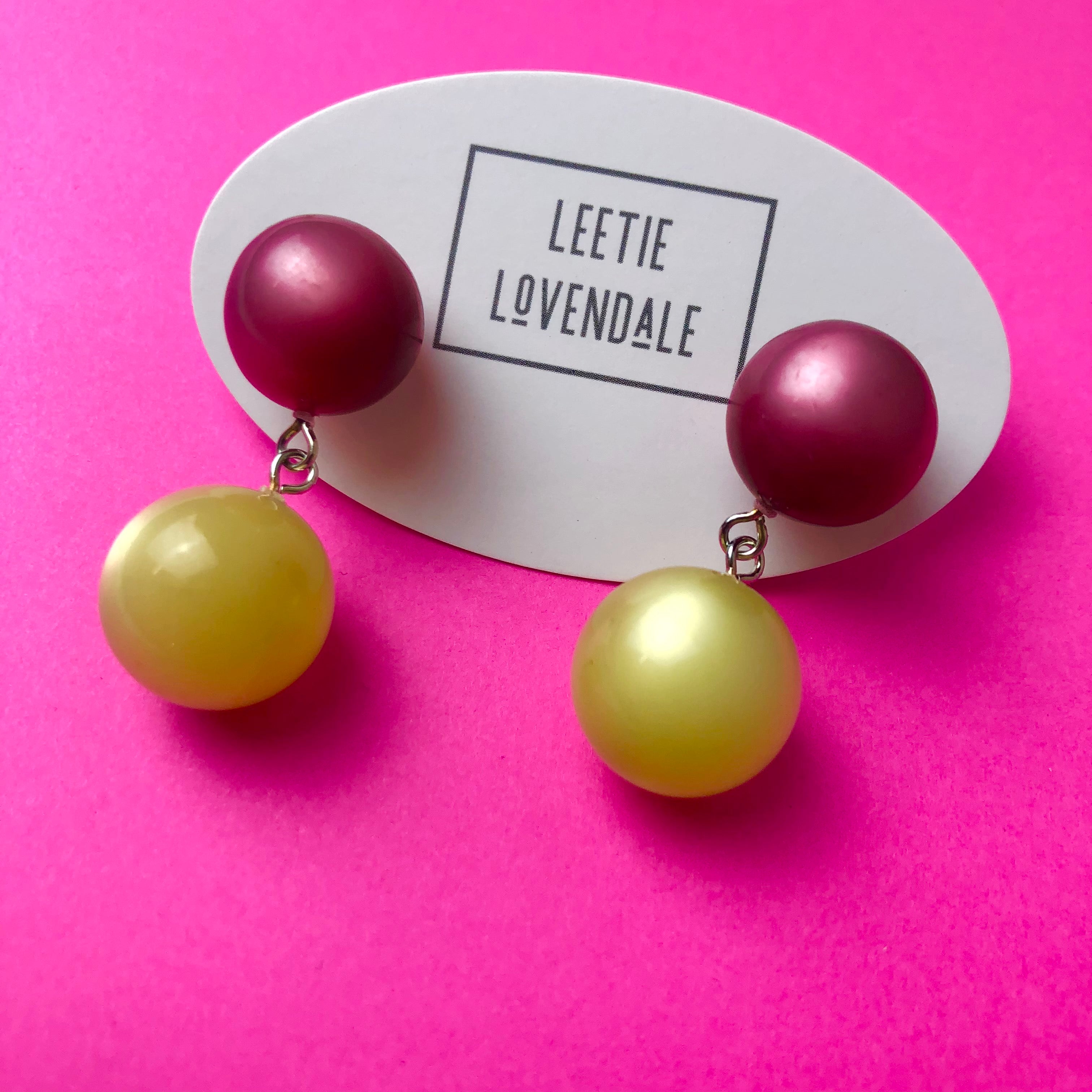 Cranberry and Butter Moonglow Lollipop Drop Earrings