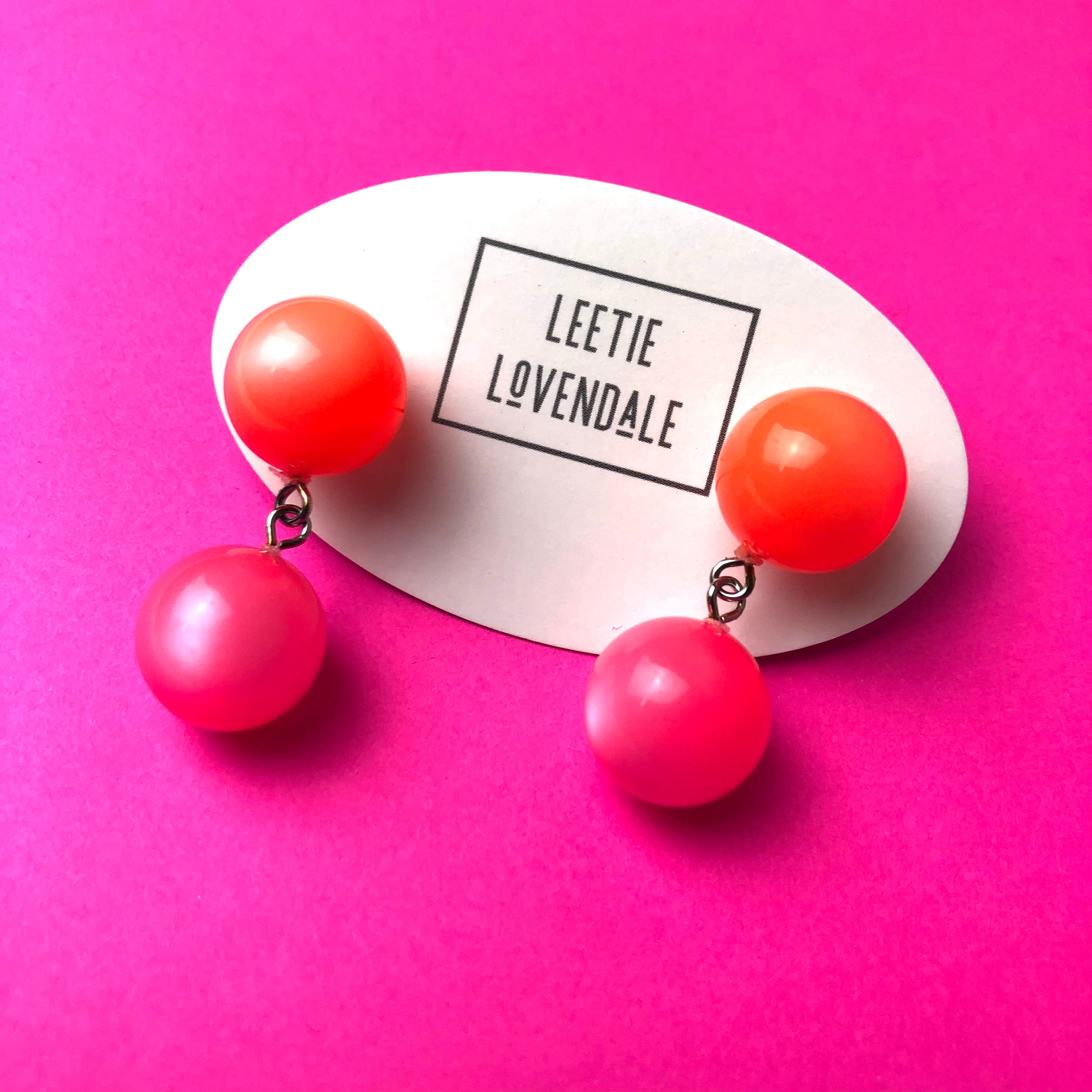 Neon Melon and Pink Moonglow Lollipop Drop Earrings