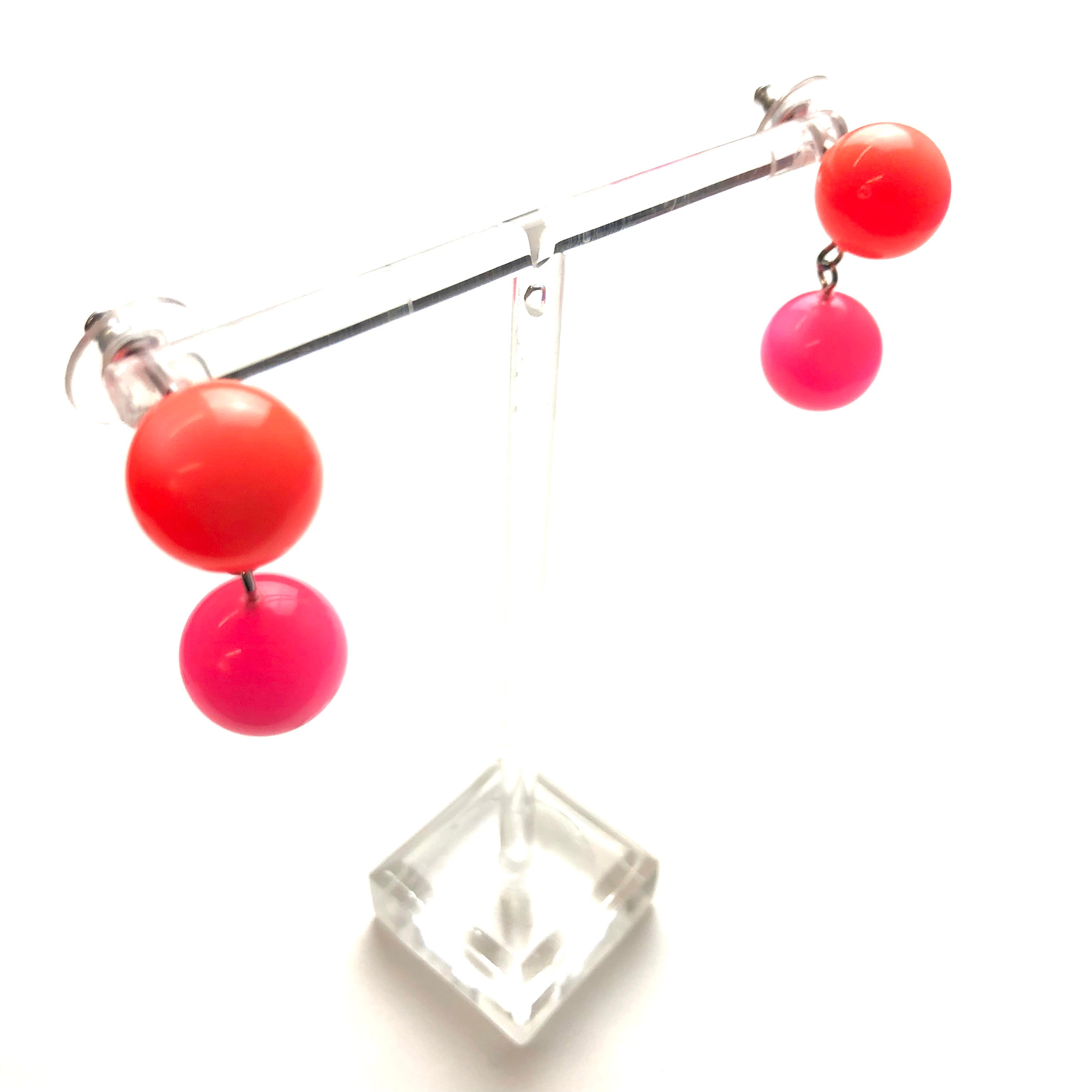Neon Melon and Pink Moonglow Lollipop Drop Earrings