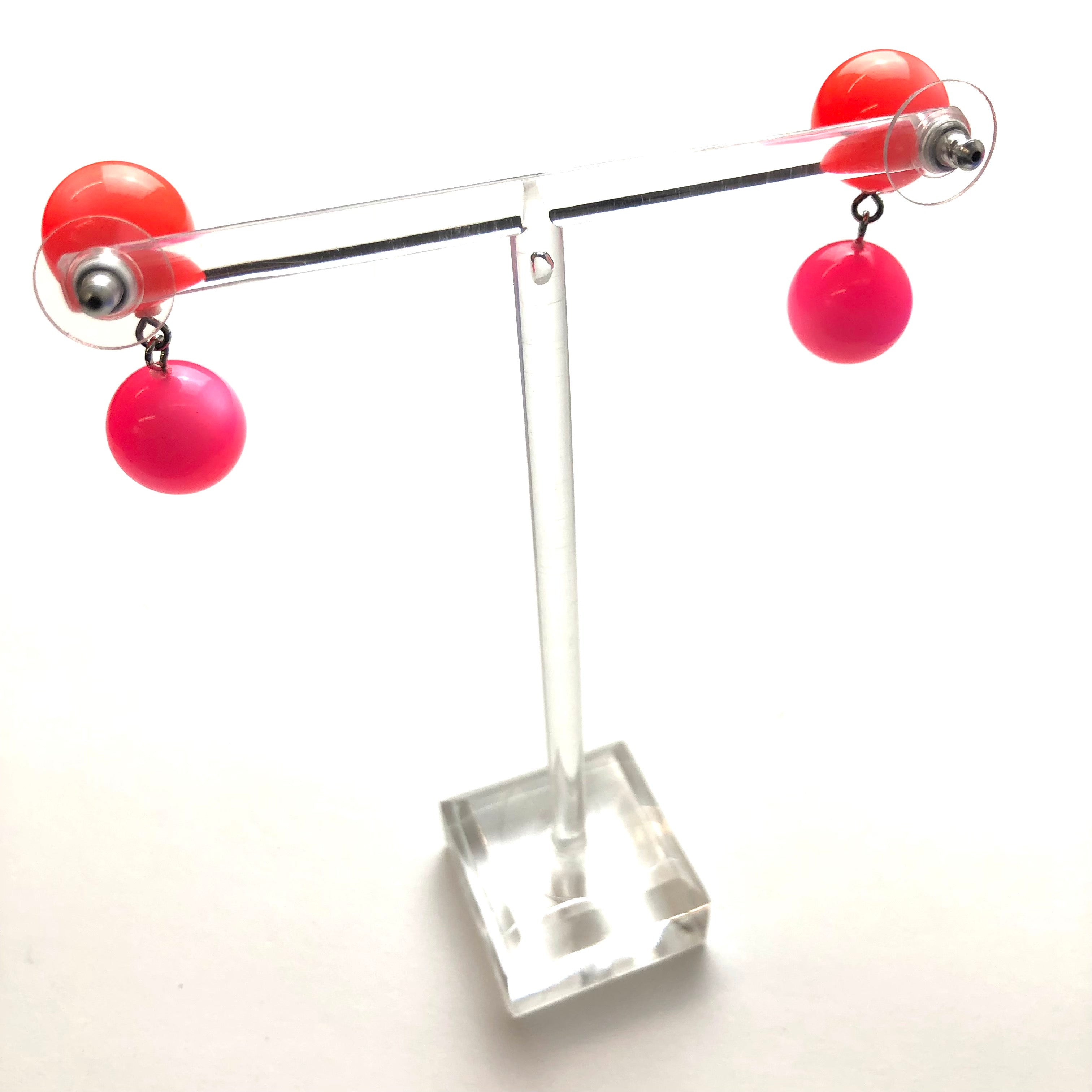 Neon Melon and Pink Moonglow Lollipop Drop Earrings
