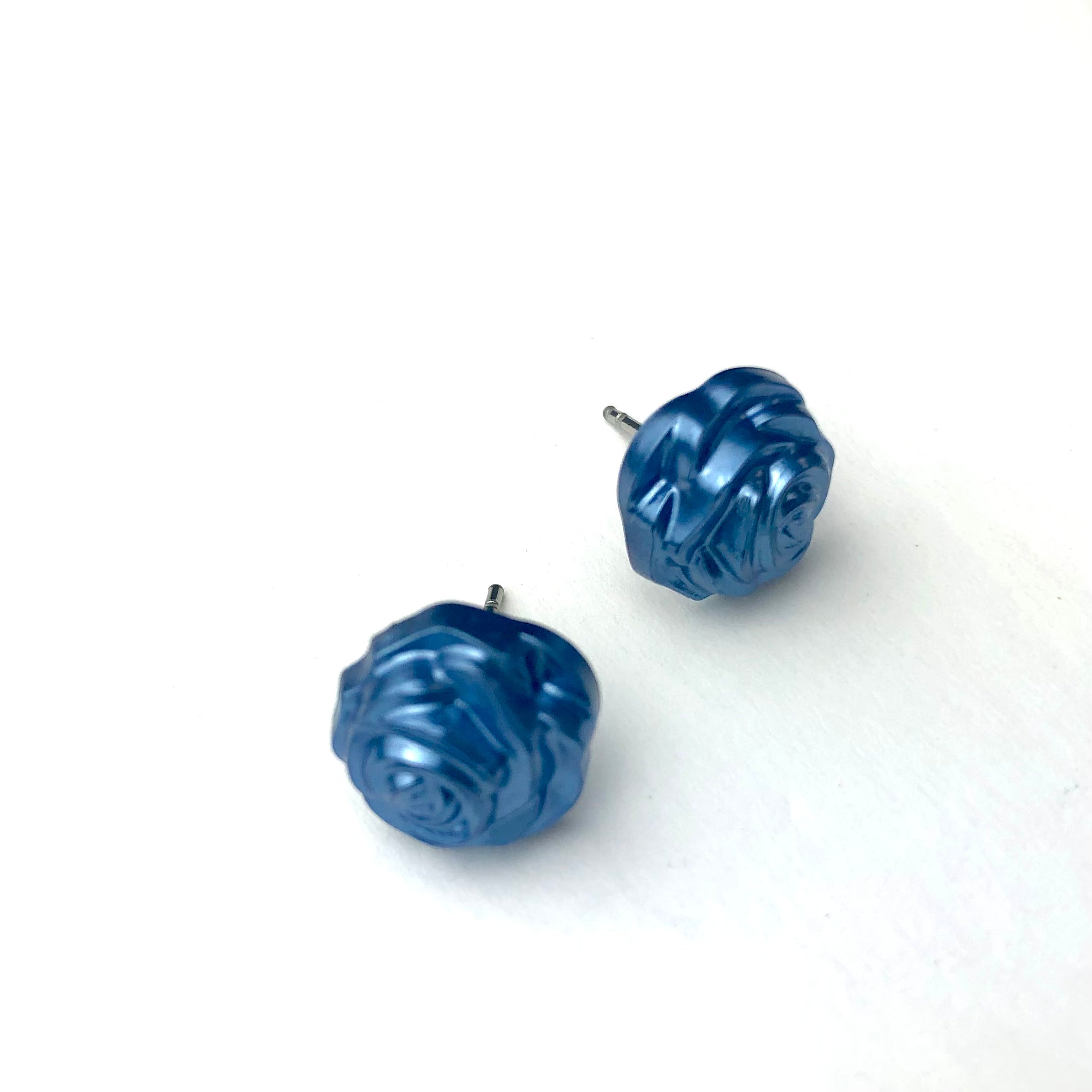 blue rose earrings