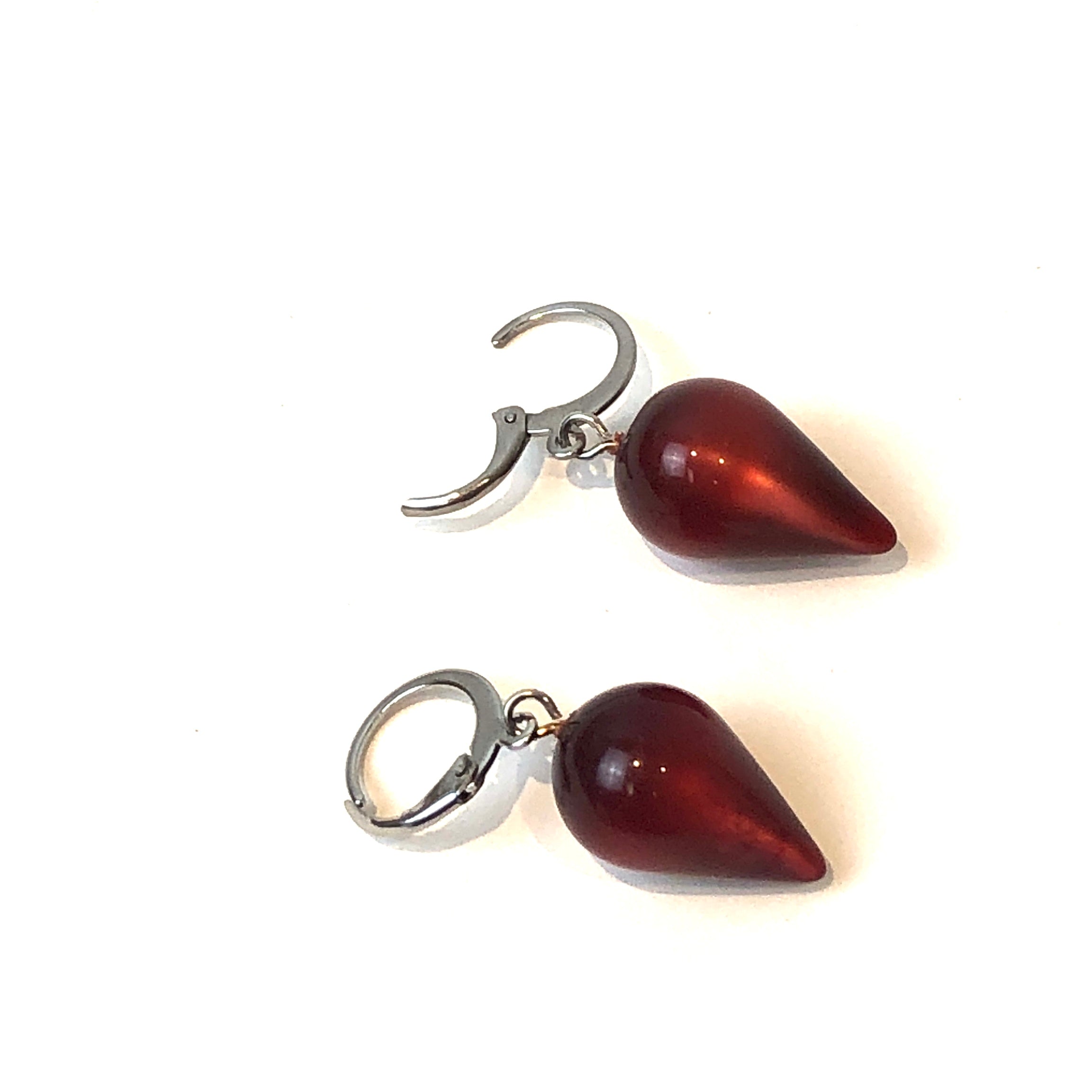 red moonglow spike earrings