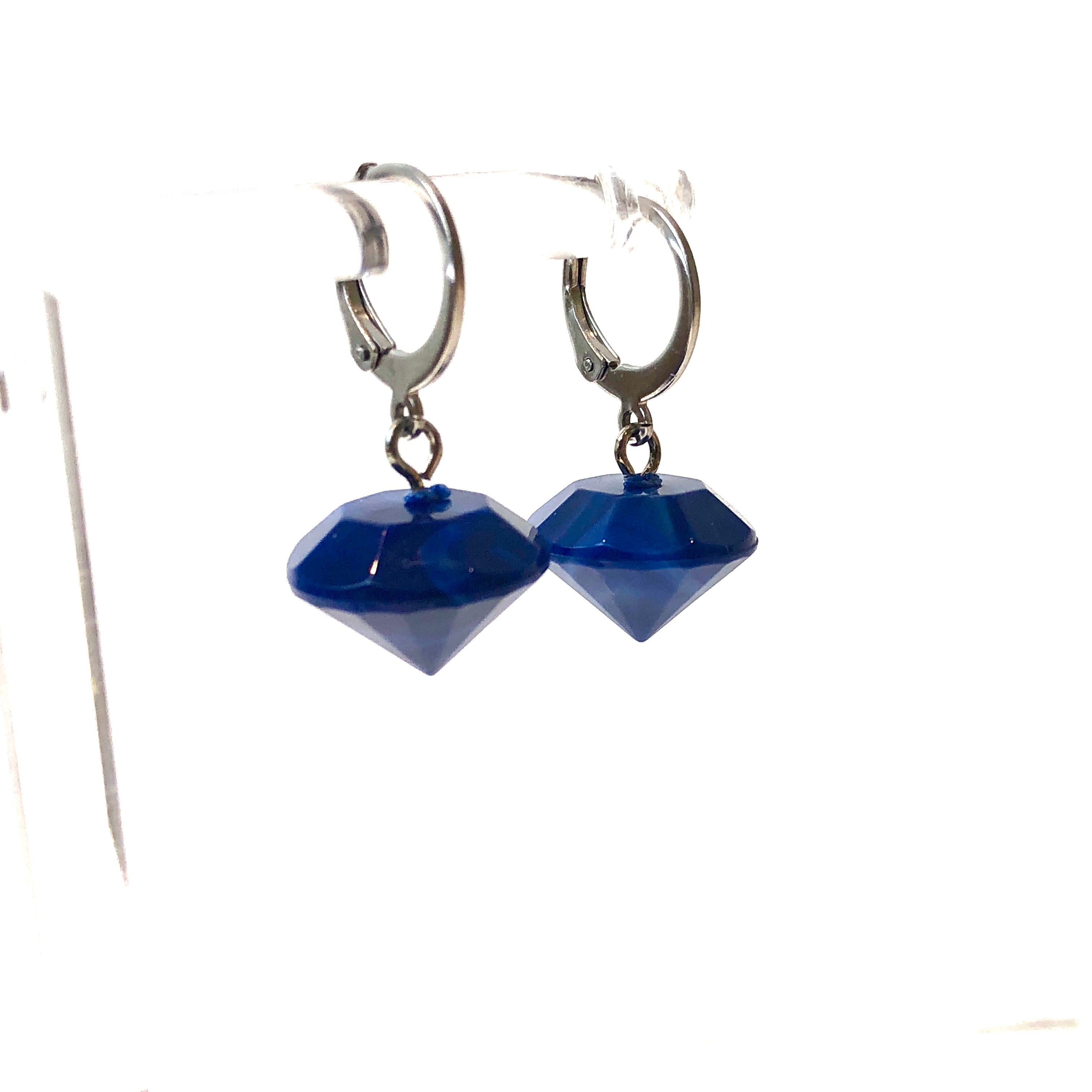 blue marbled gem earrings
