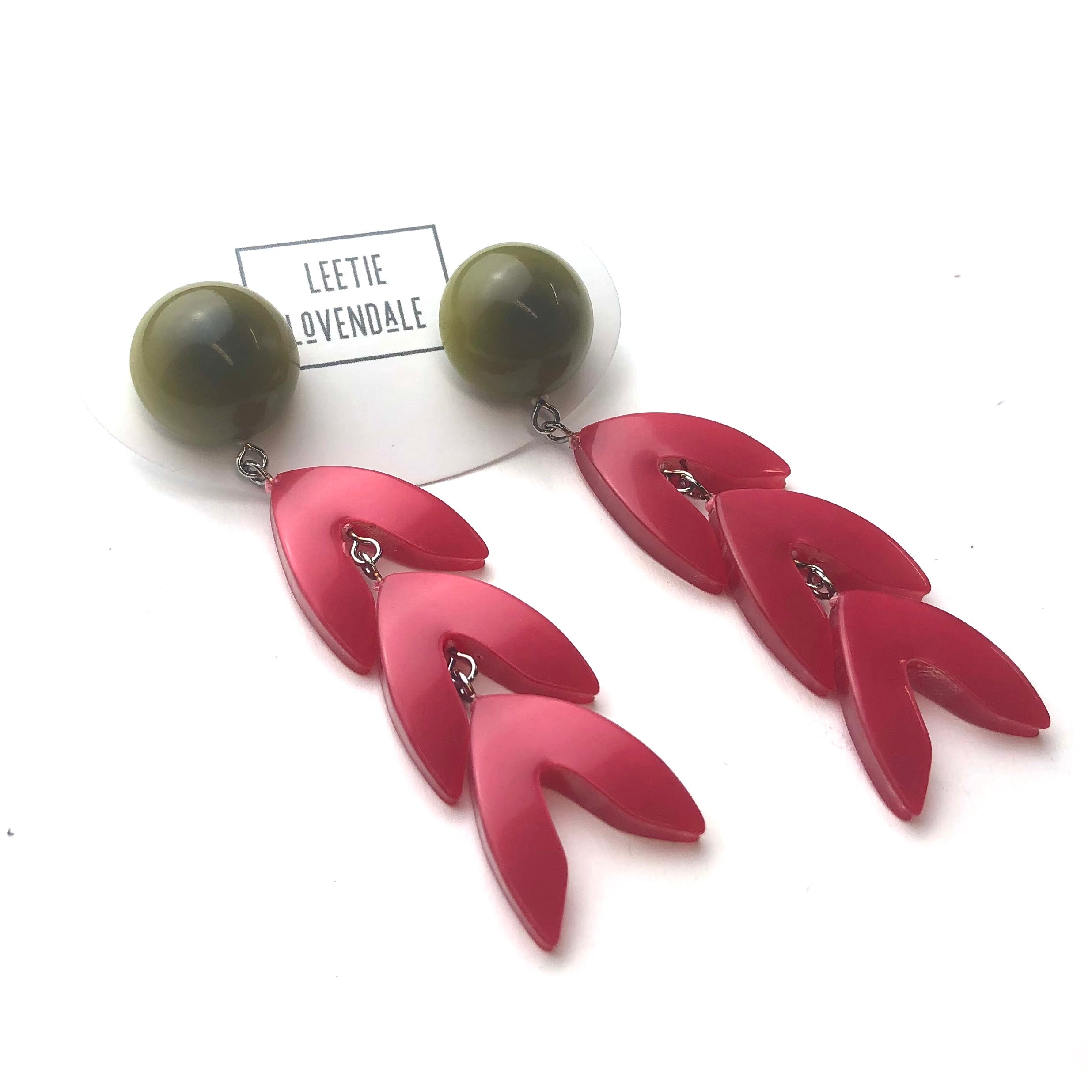 Olive & Ruby Moonglow Feather Statement Earrings *