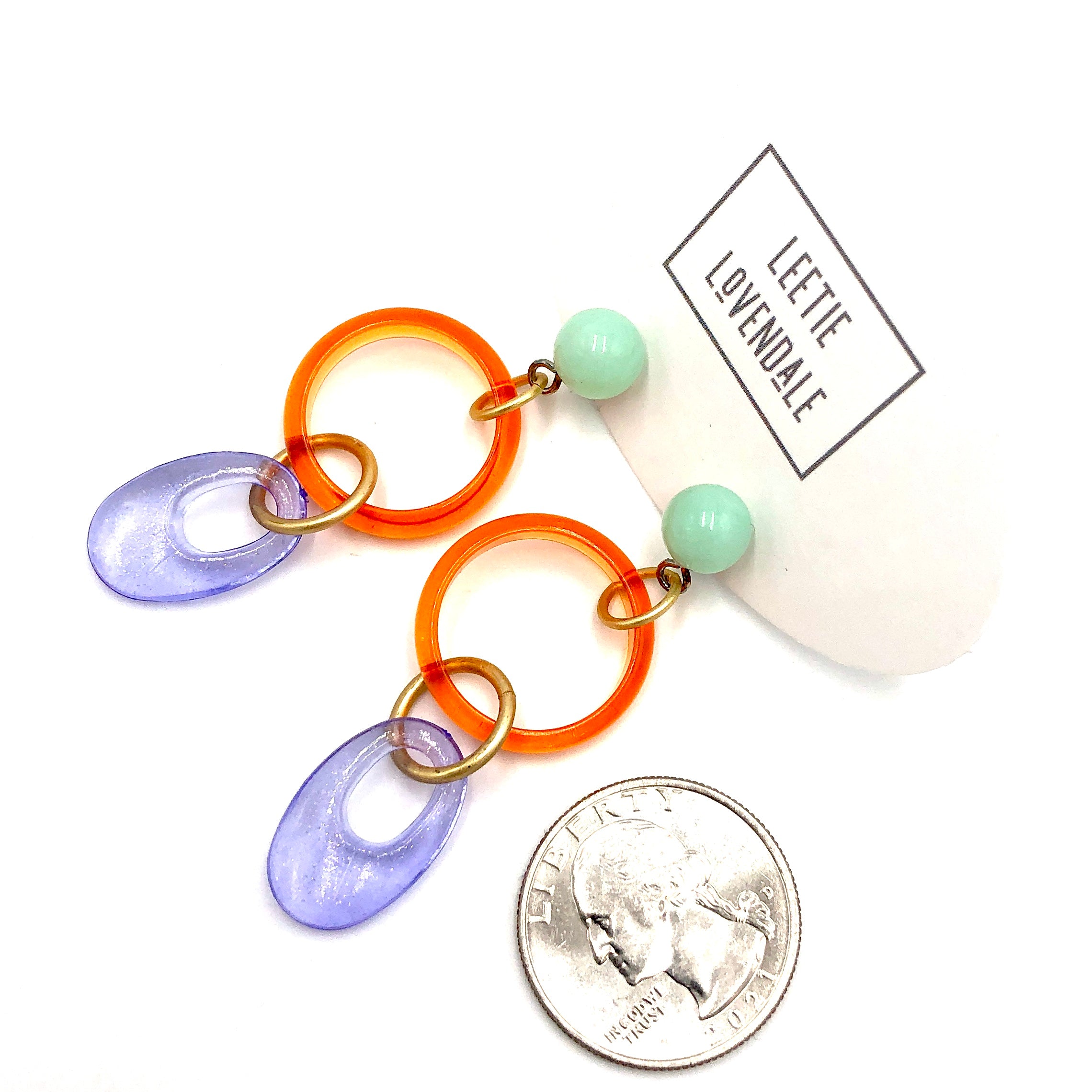 Orange Mint & Periwinkle Glitter Addie Earrings