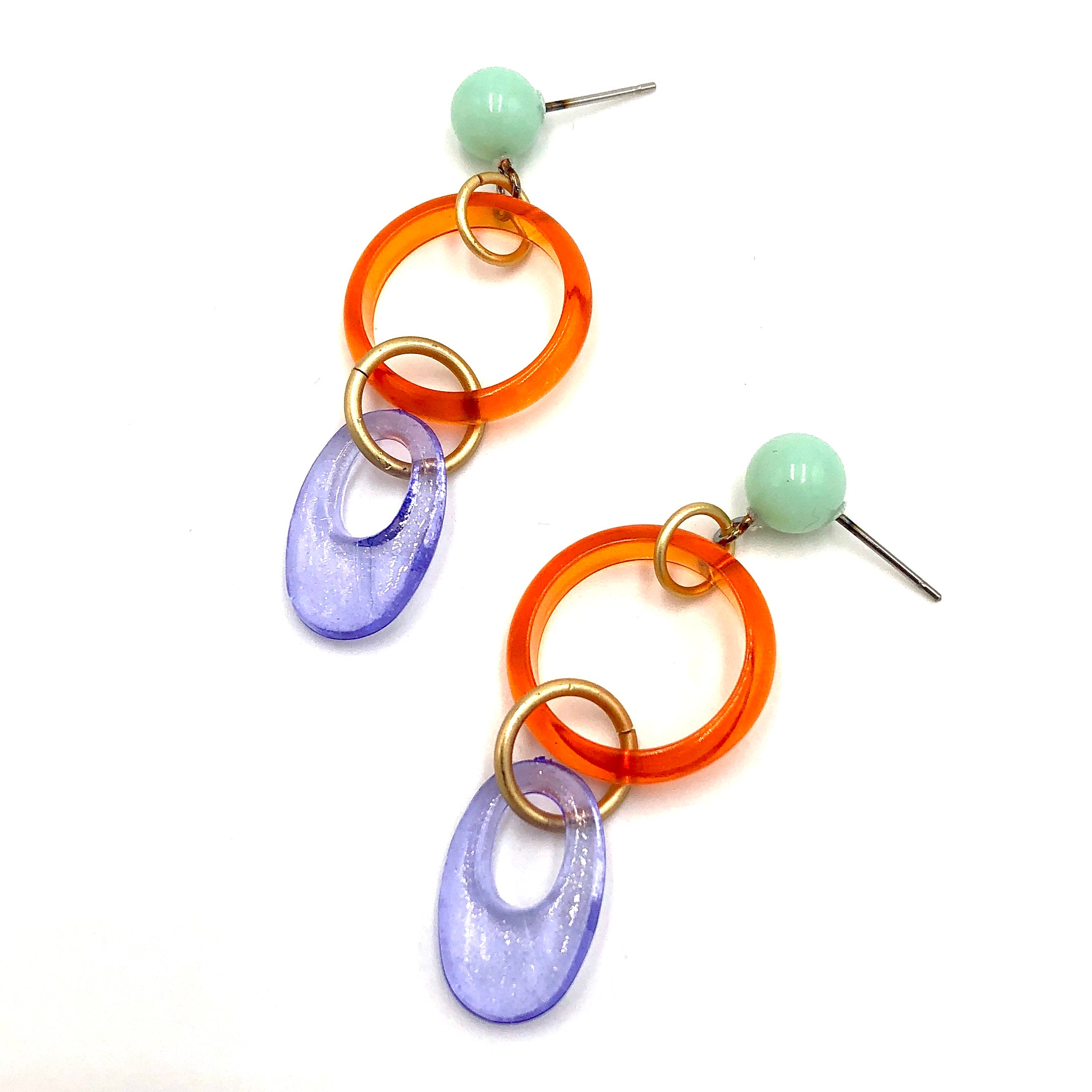 Orange Mint & Periwinkle Glitter Addie Earrings