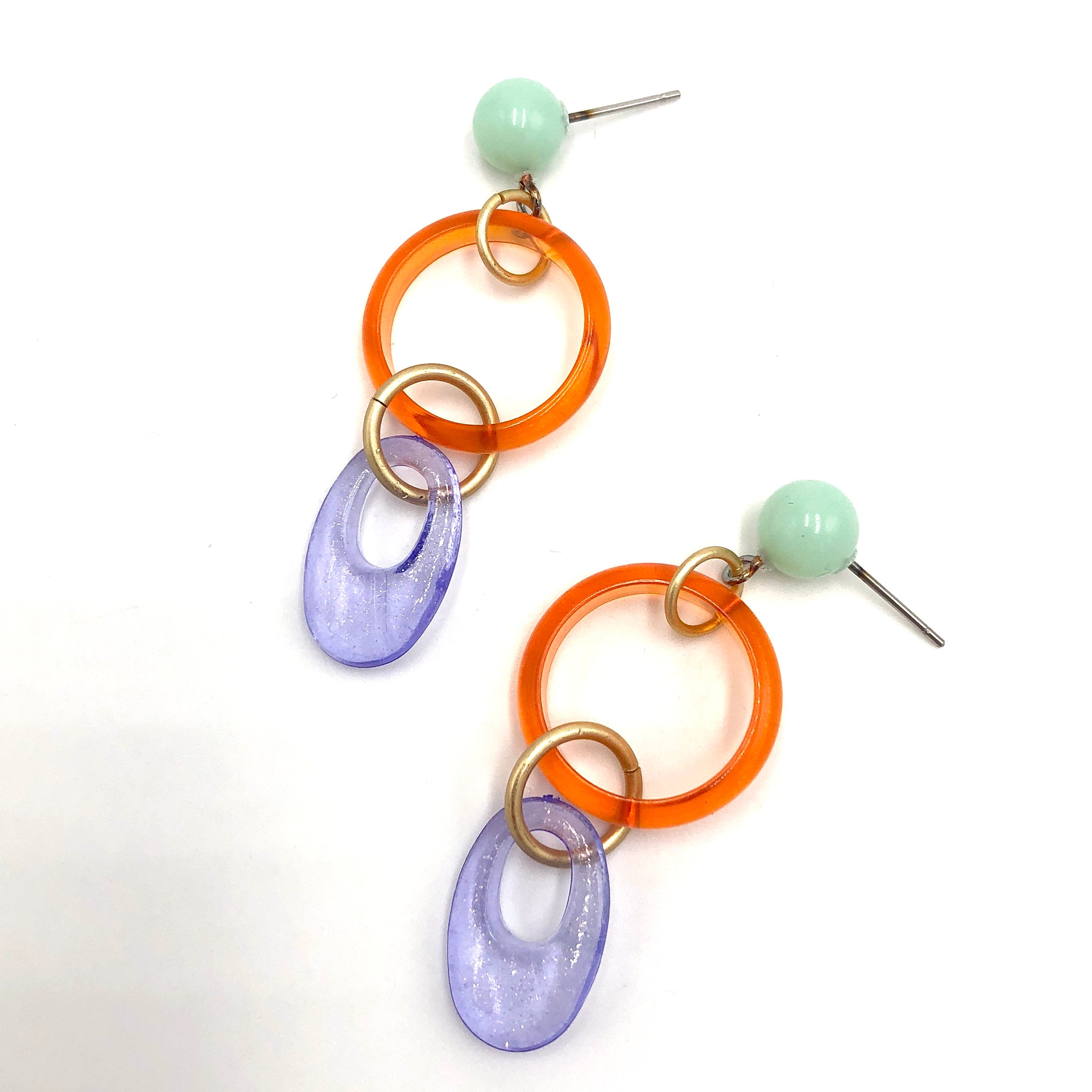 Orange Mint & Periwinkle Glitter Addie Earrings