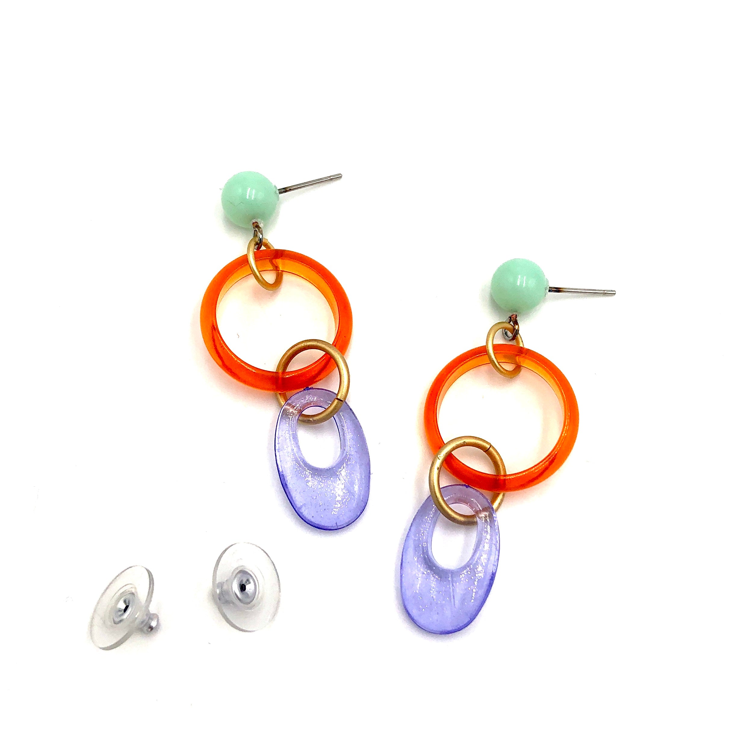 Orange Mint & Periwinkle Glitter Addie Earrings
