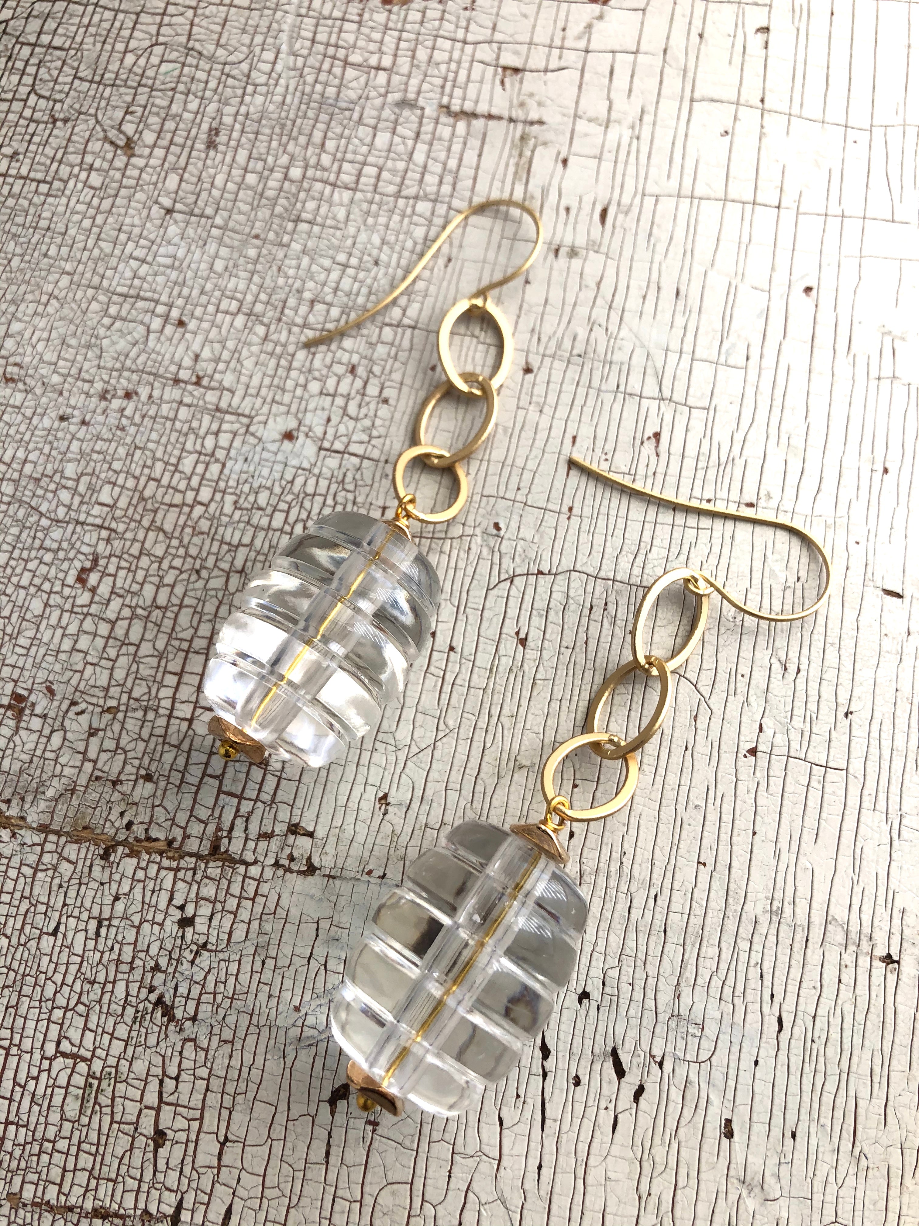 clear lucite long earrings