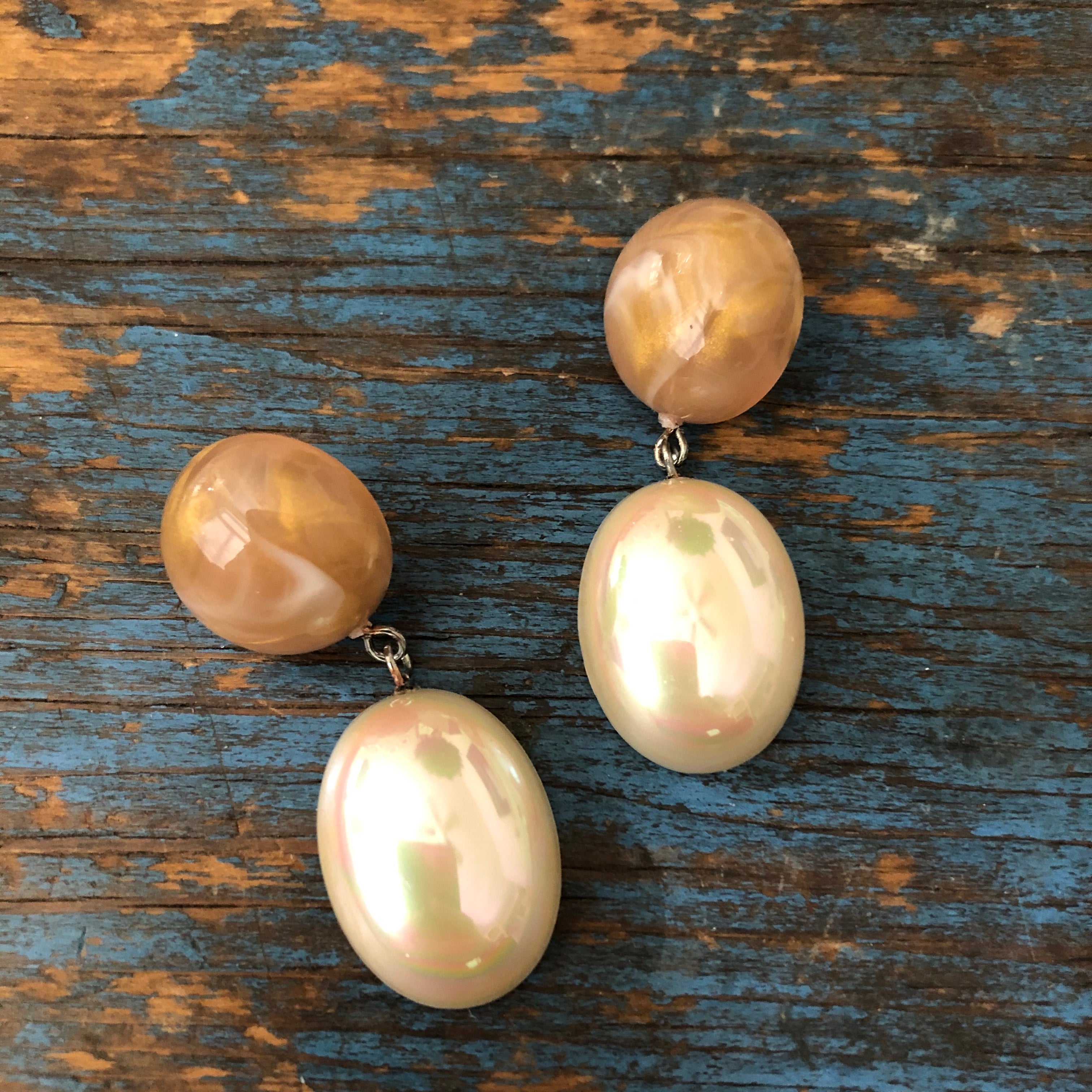 Peach Mauve & Gold Luxe Jelly Bean Earrings