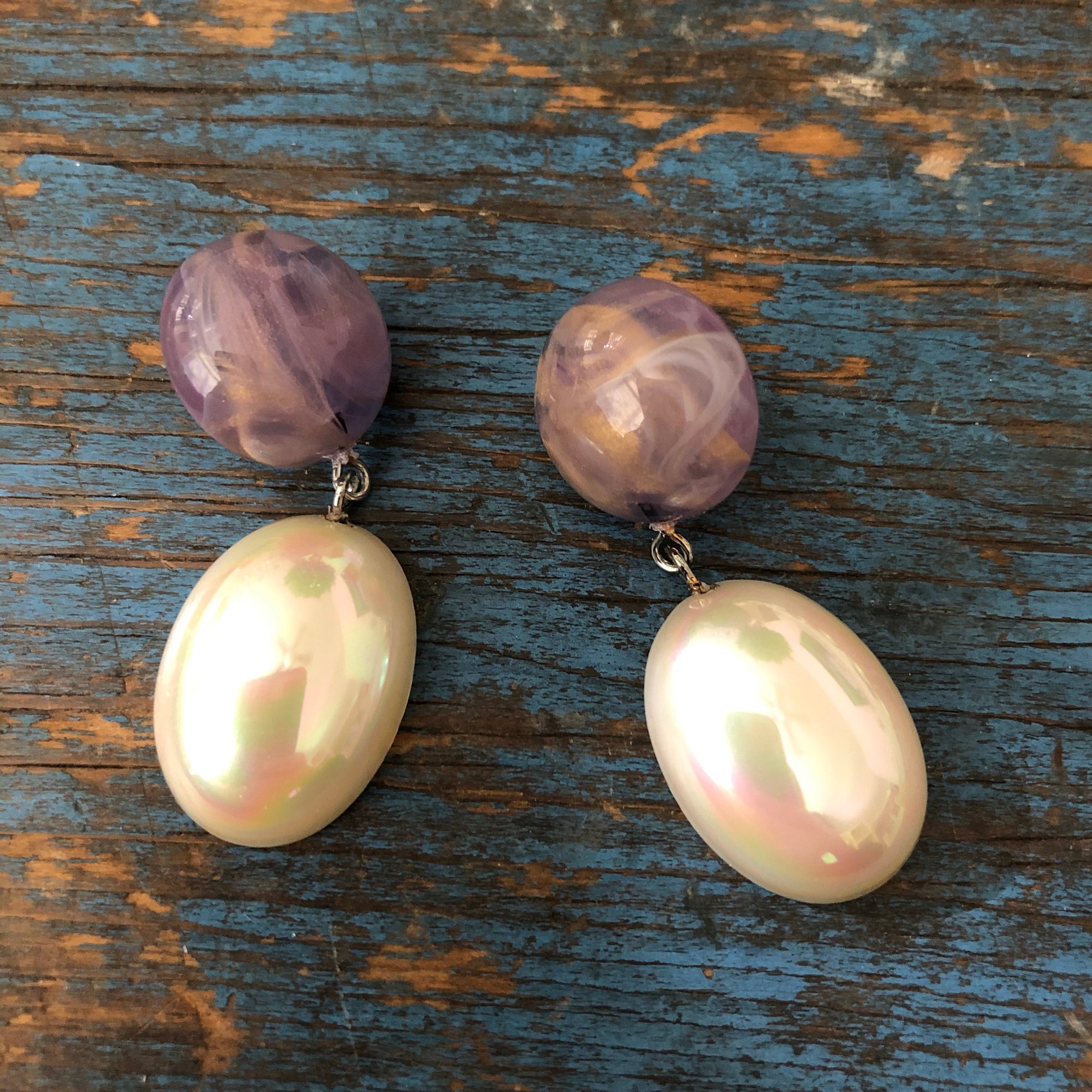 Lilac Purple & Gold Luxe Jelly Bean Earrings