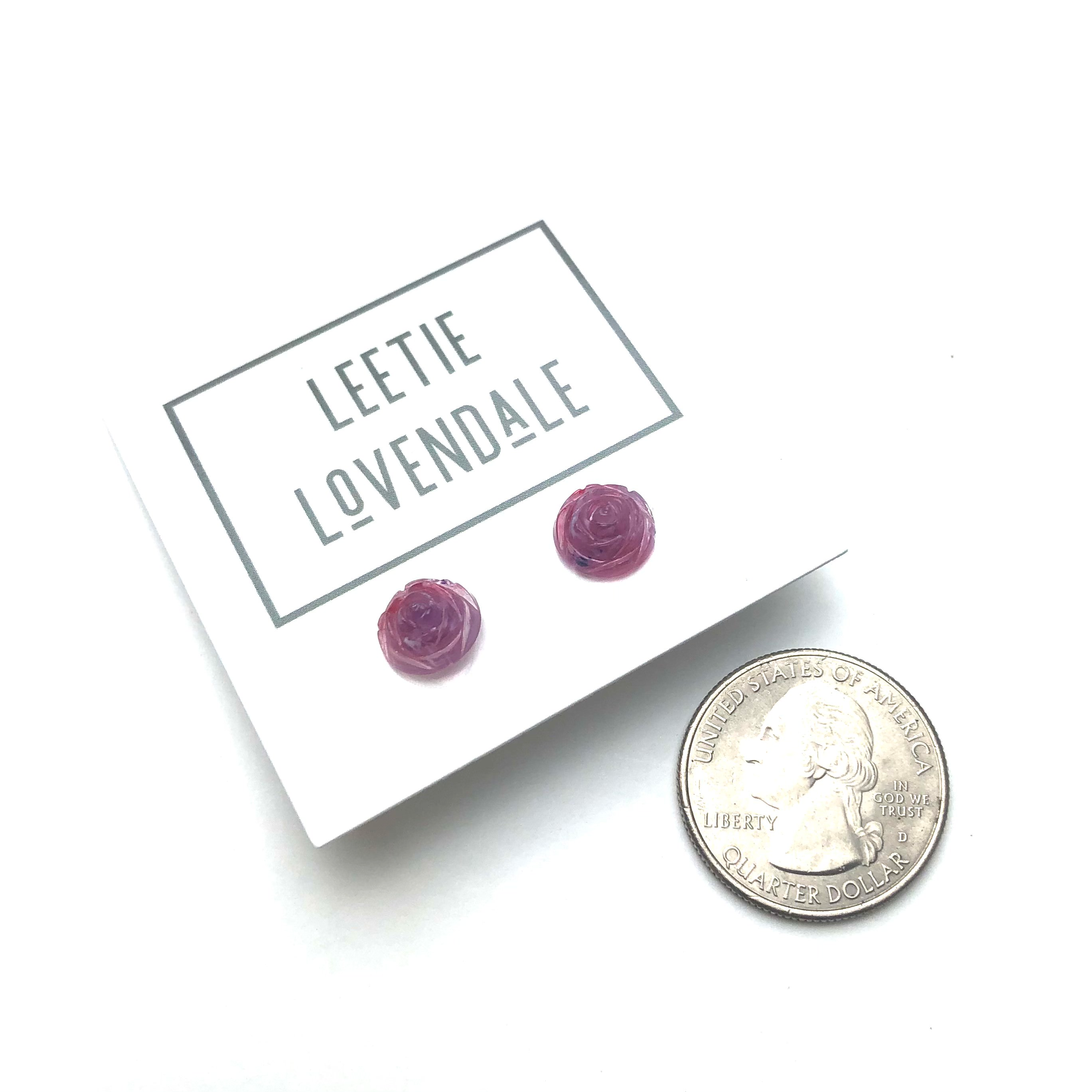 rose stud earrings purple
