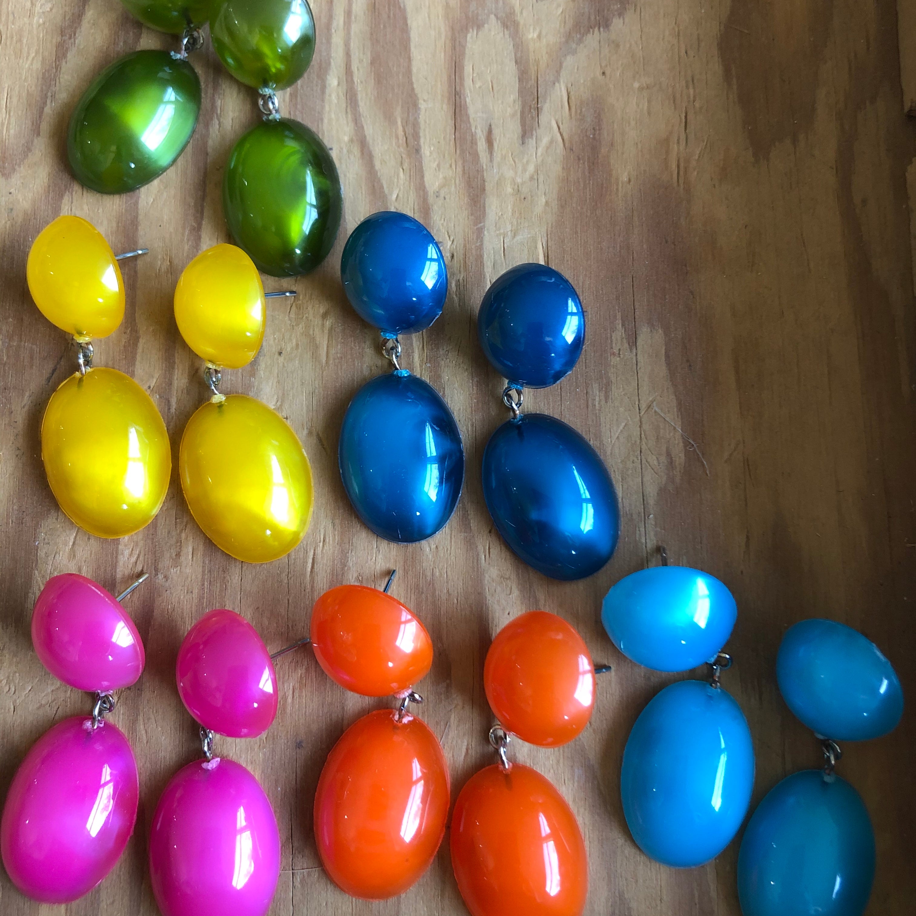 Neon Green Aura Glow Jelly Bean Earrings