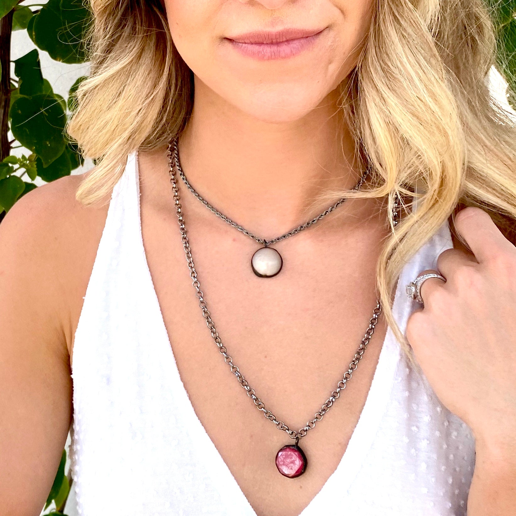 gun metal chain necklaces