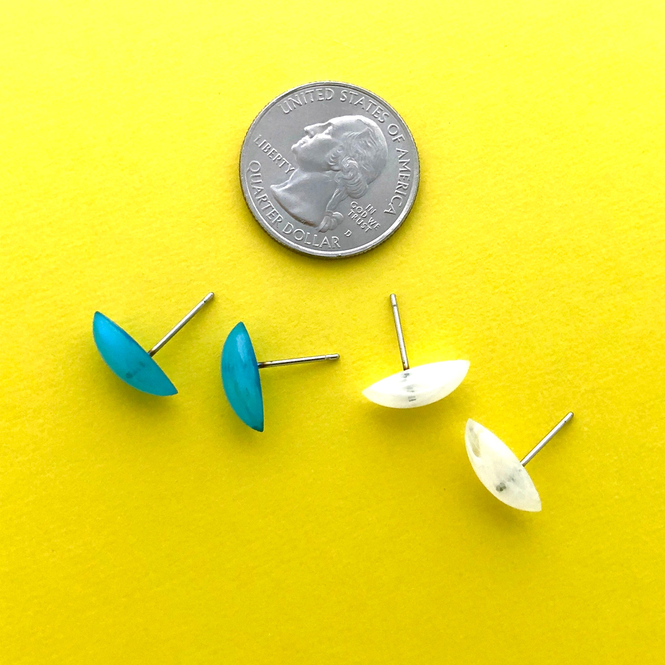 White and Clear Marbled Marquis Stud Earrings