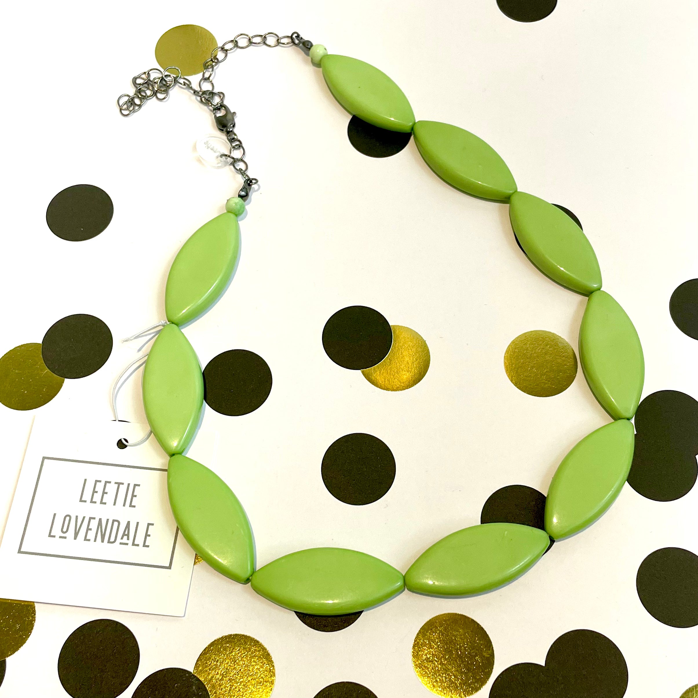 Lime Green Marquis Vintage Lucite Chunky Marco Necklace