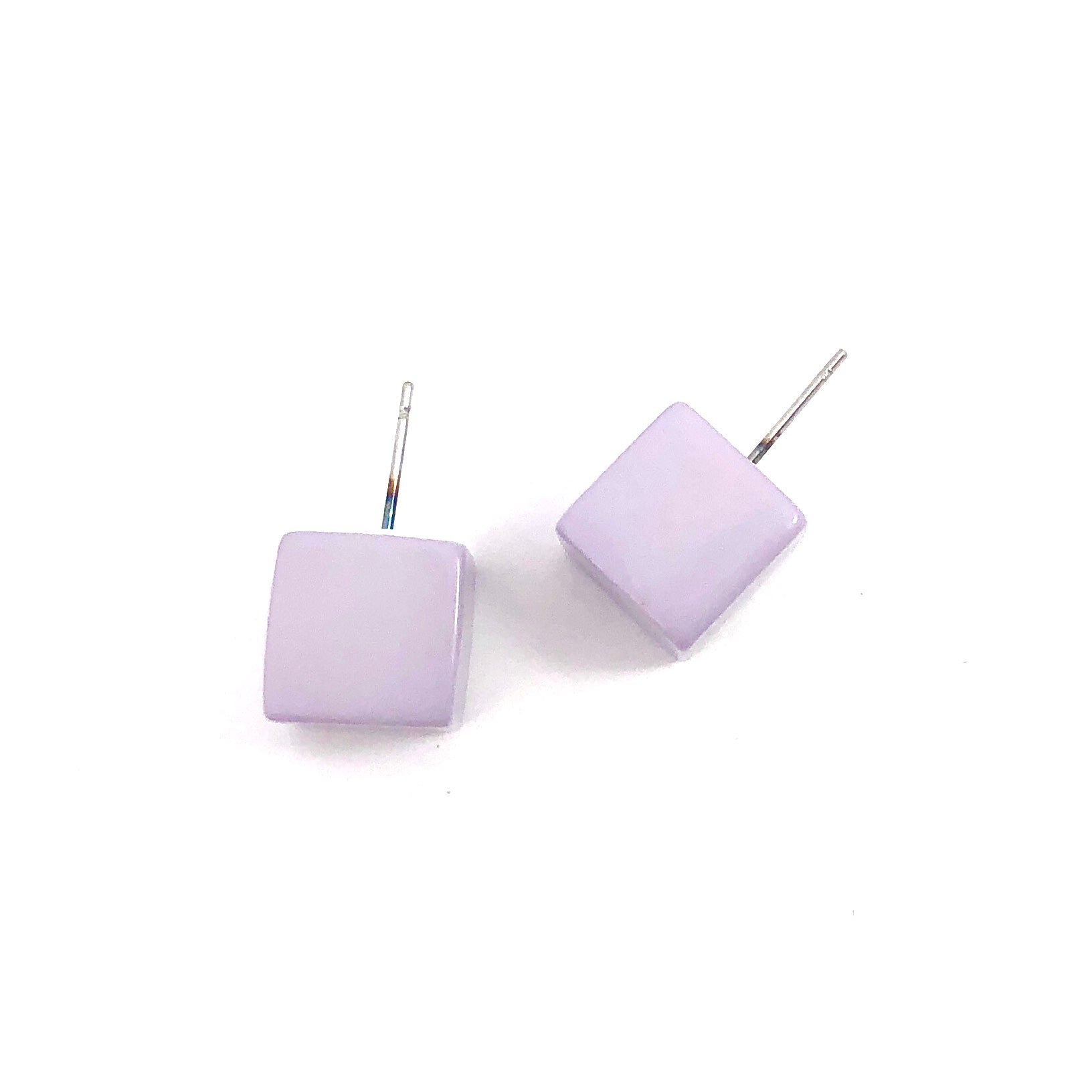 Lilac Grey Jumbo Cube Stud Earrings
