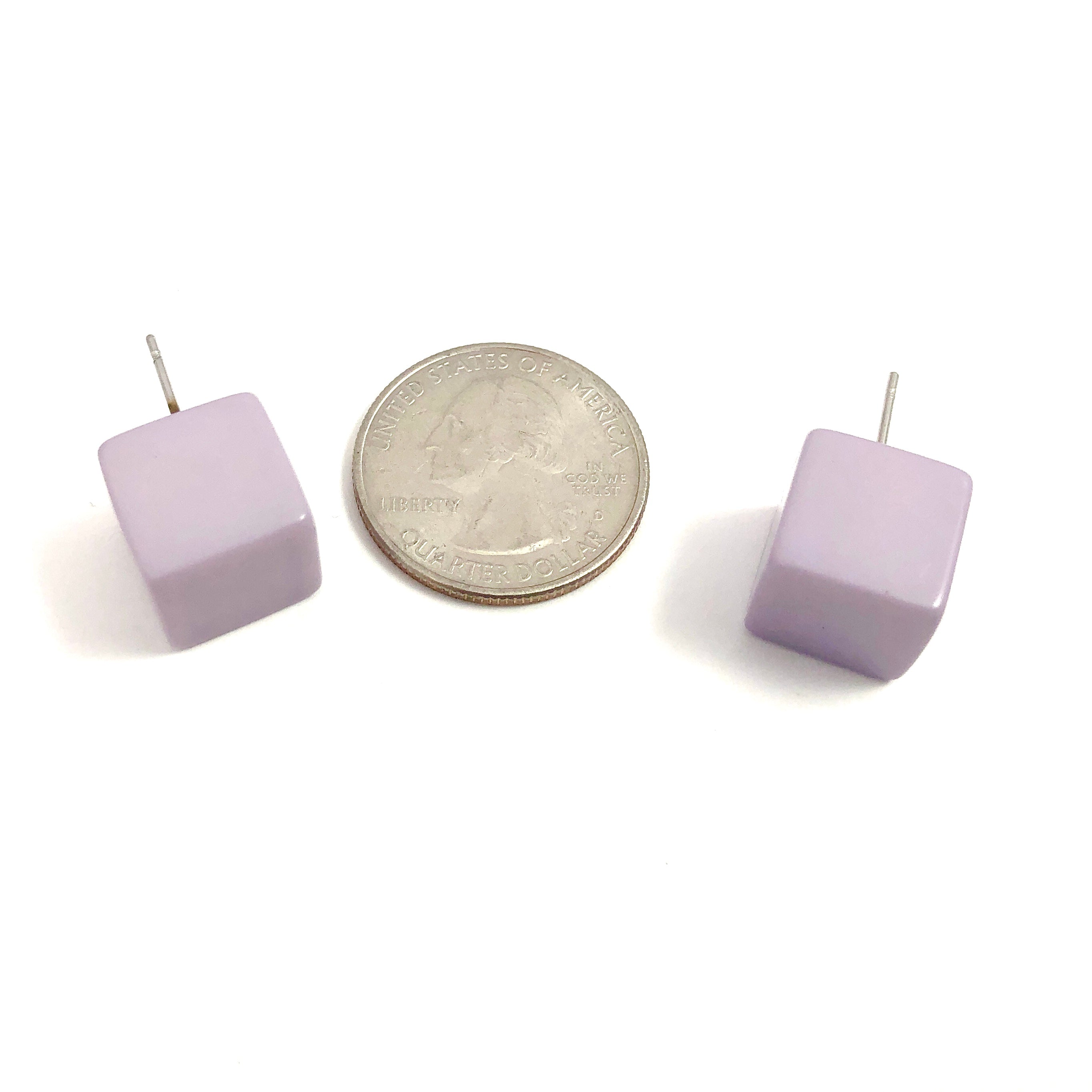 Lilac Grey Jumbo Cube Stud Earrings