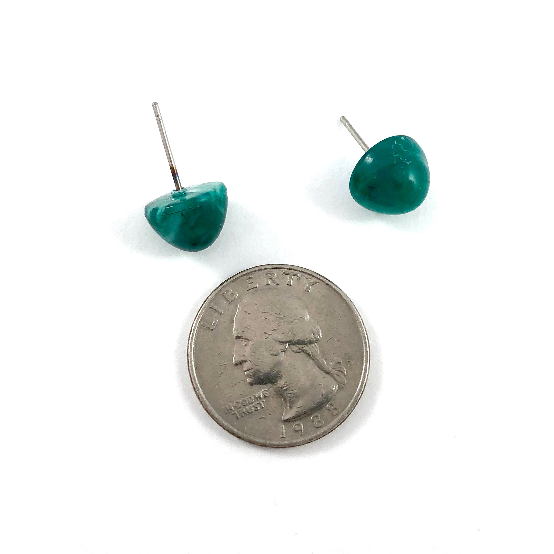 green stud earrings