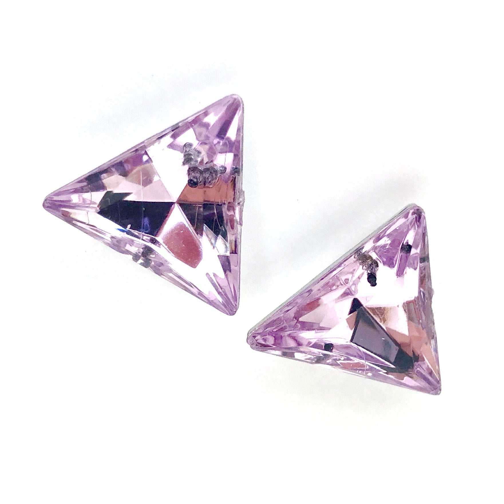Vitrail Light Amethyst Faceted Triangle Stud Earrings