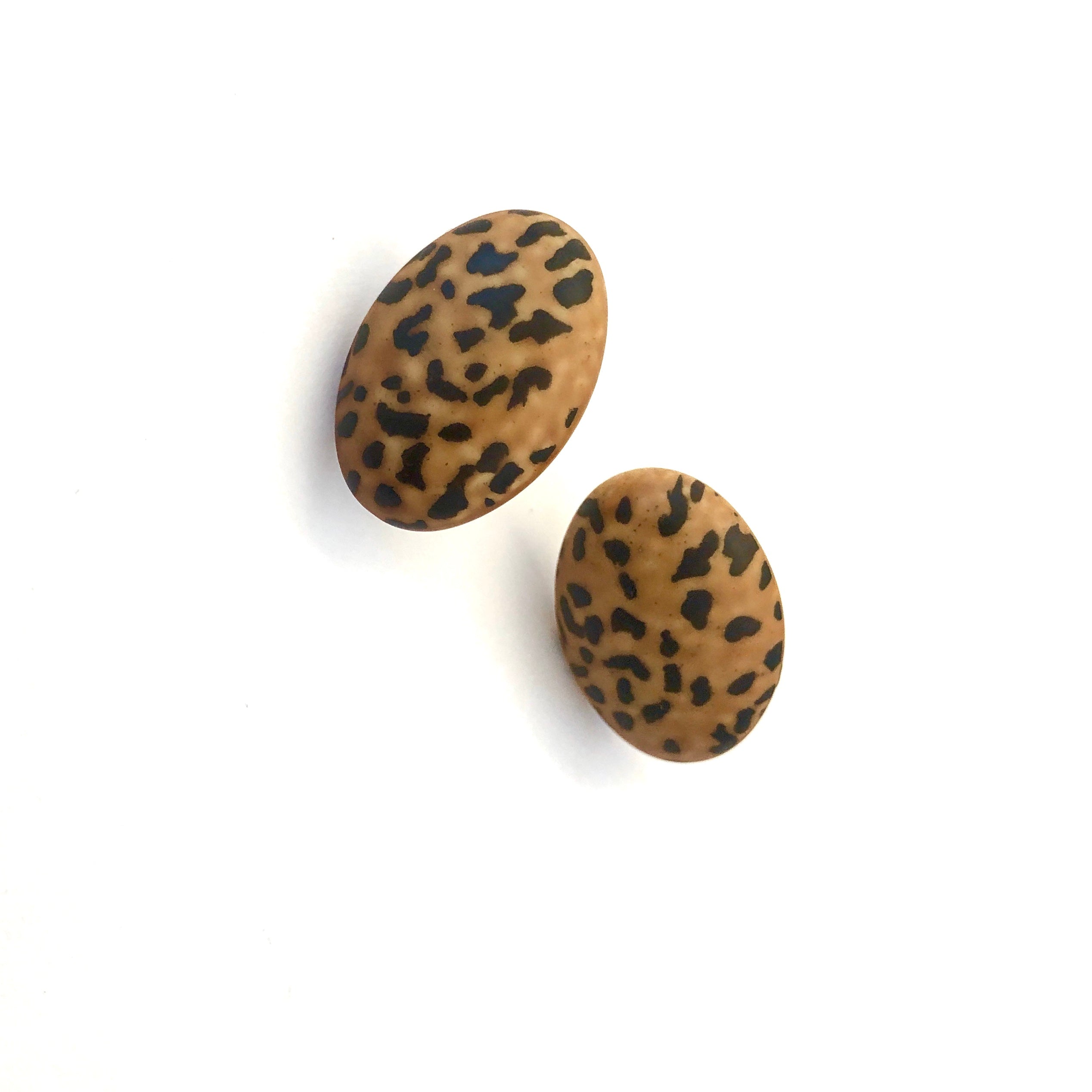 Leopard Print Oval Button Stud Earrings