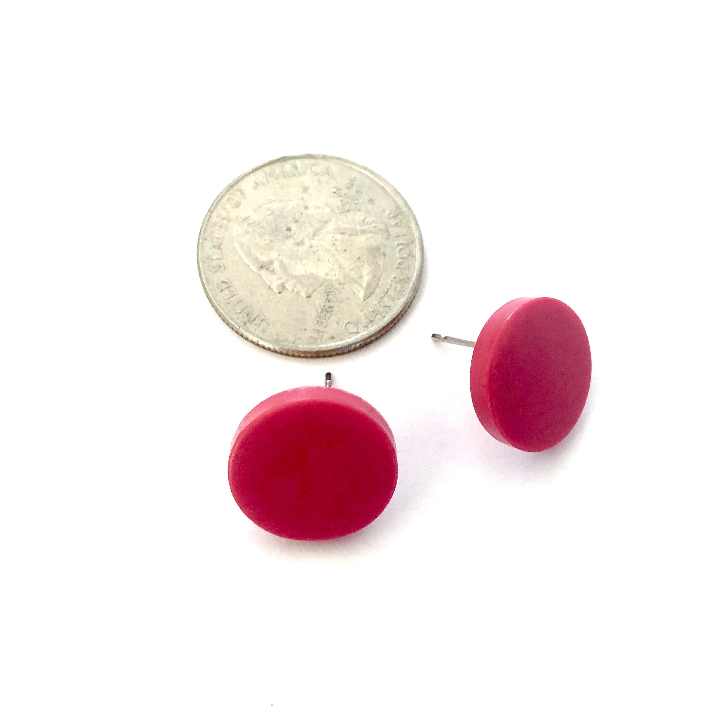 fuchsia lucite studs