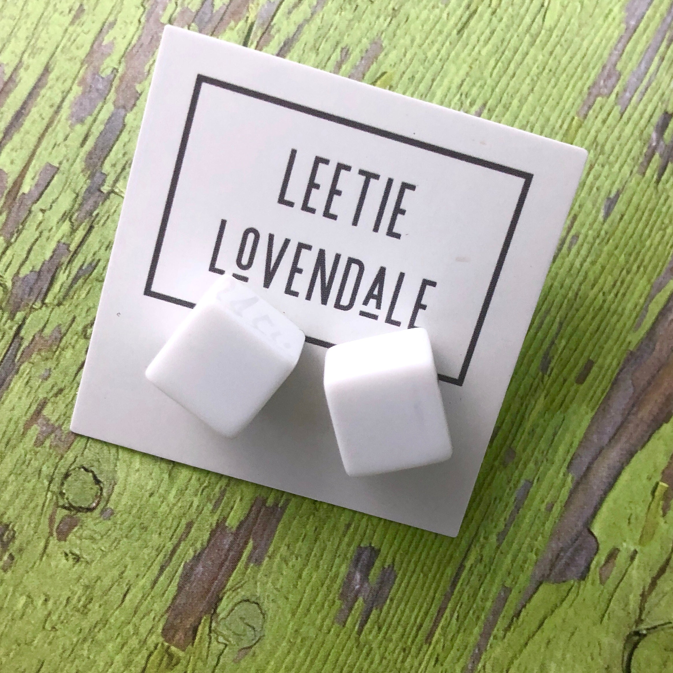 White Jumbo Cube Stud Earrings