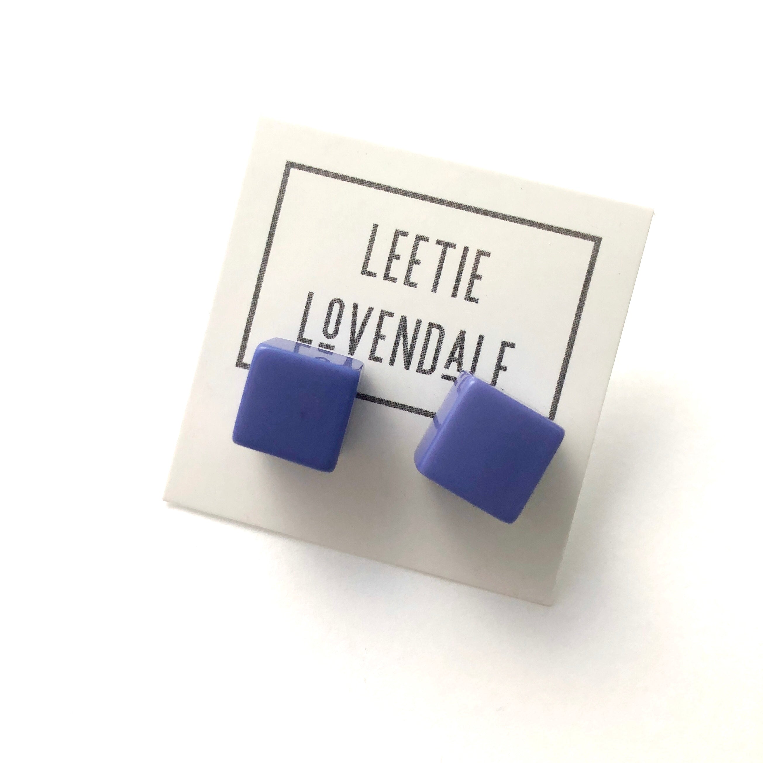 Indigo Purple Jumbo Lucite Cube Stud Earrings