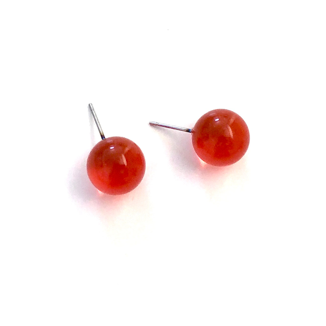 Flame Orange Transparent Ball Stud Earrings