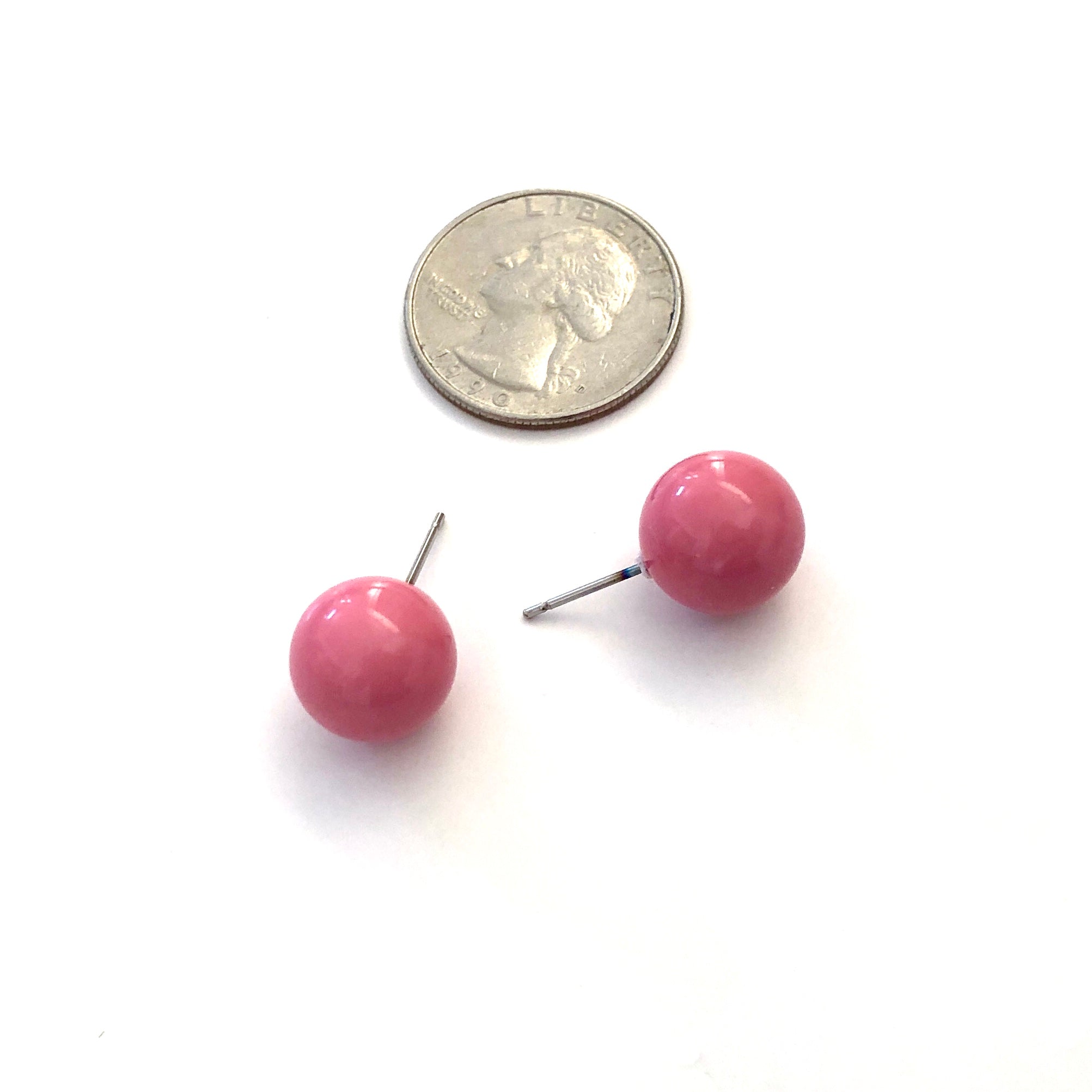 Bubblegum Pink Ball Stud Earrings