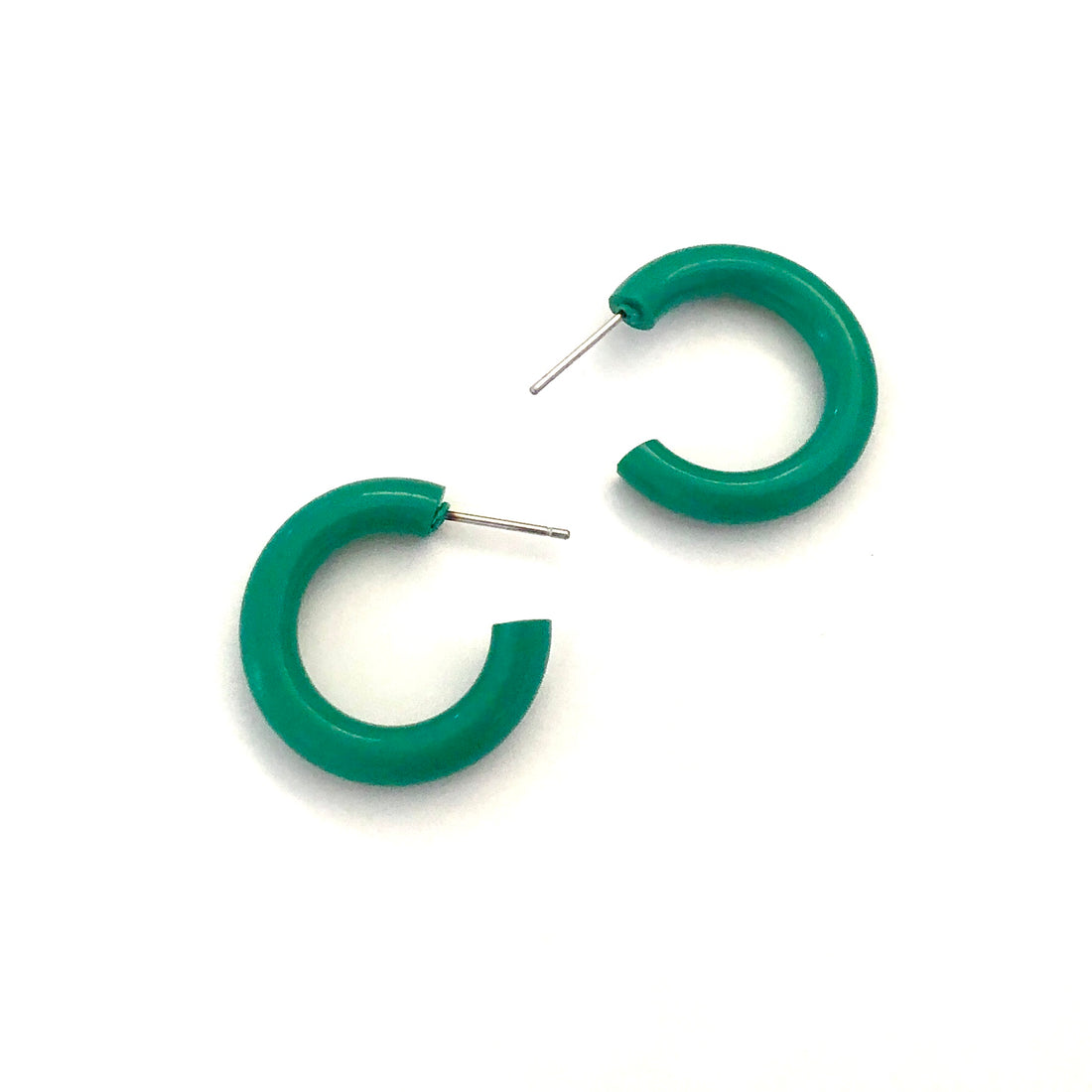 Grass Green Lucite Tube Hoop Earrings