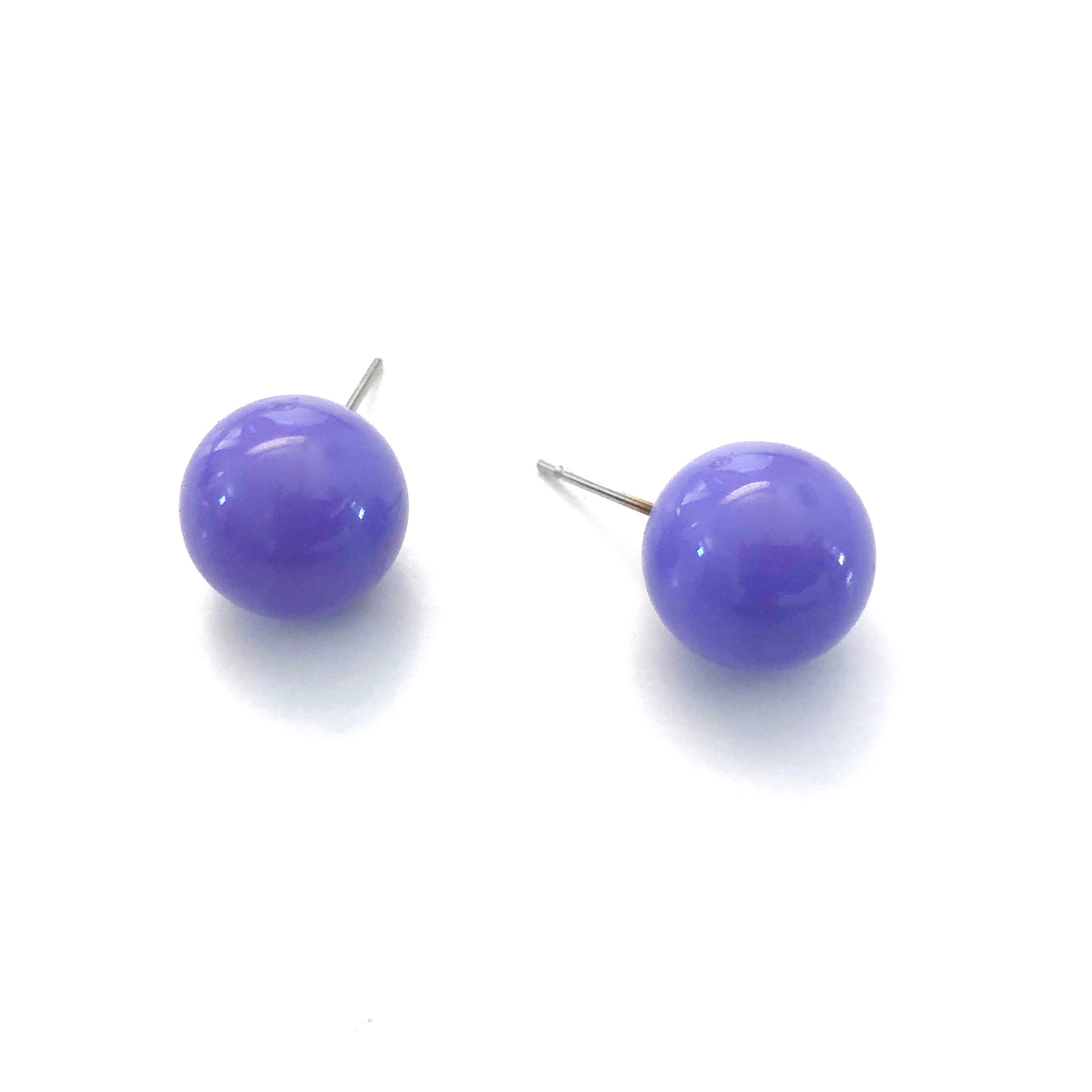 Iris Purple Ball Stud Earrings