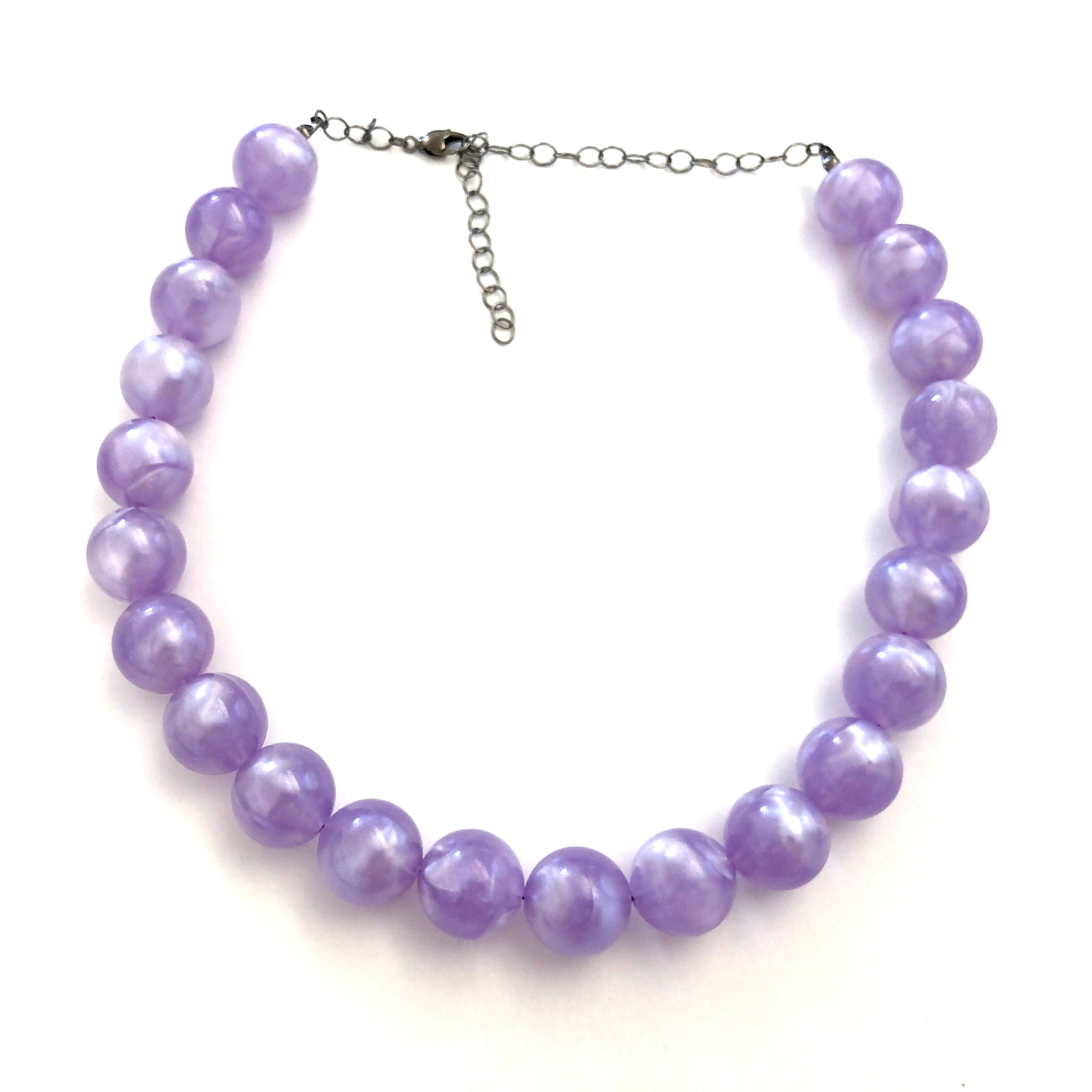 Lavender Purple Marbled Lucite Marco Necklace