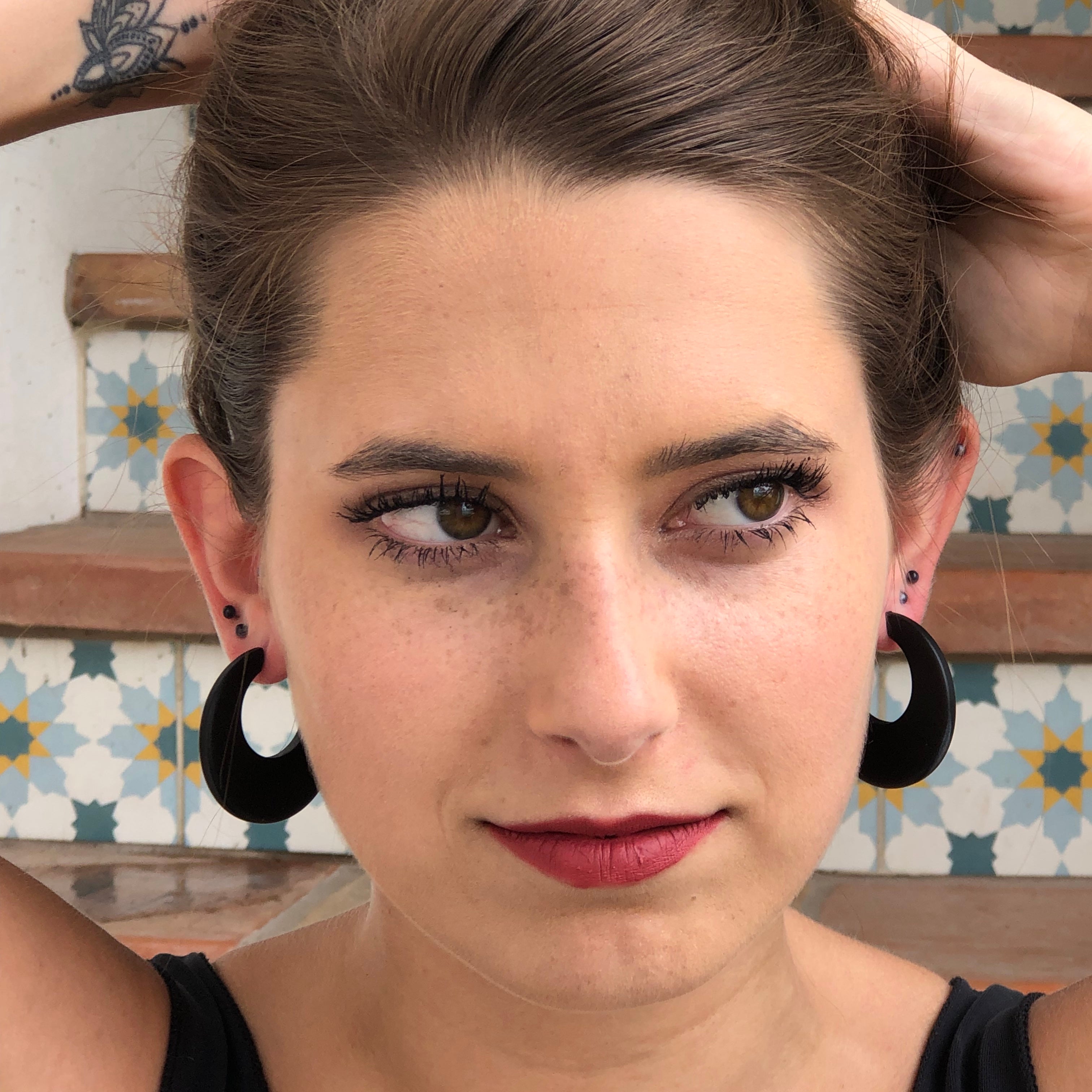 Cherry Red Frosted Mod Go Go Hoop Earrings