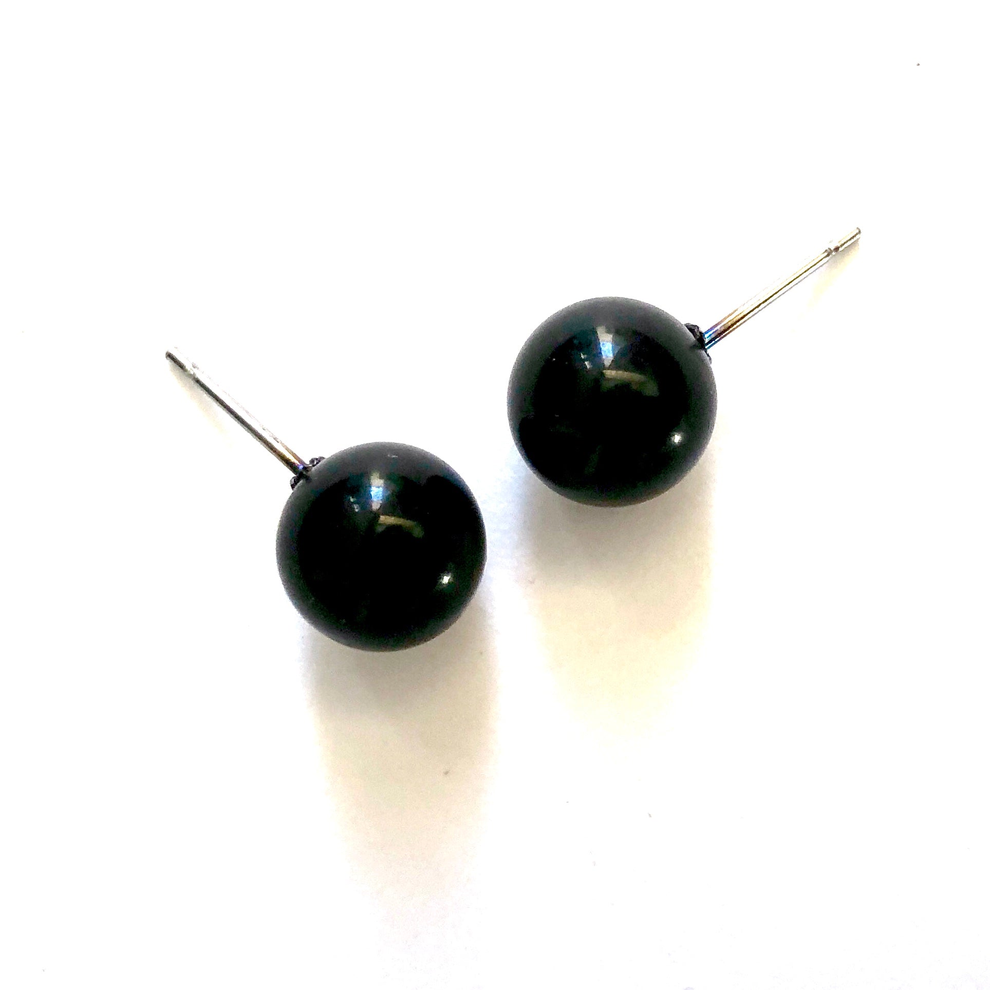 Black Petite Lucite Ball Stud Earrings