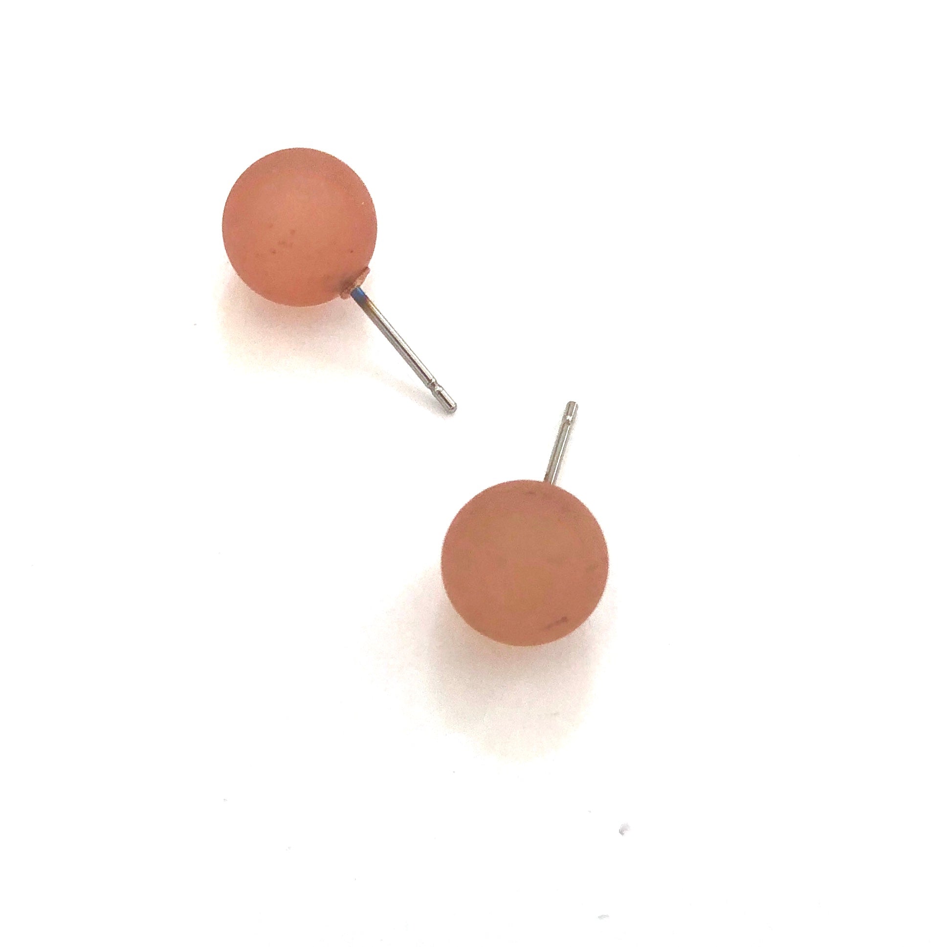 Burnt Coral Petite Frosted Lucite Ball Stud Earrings