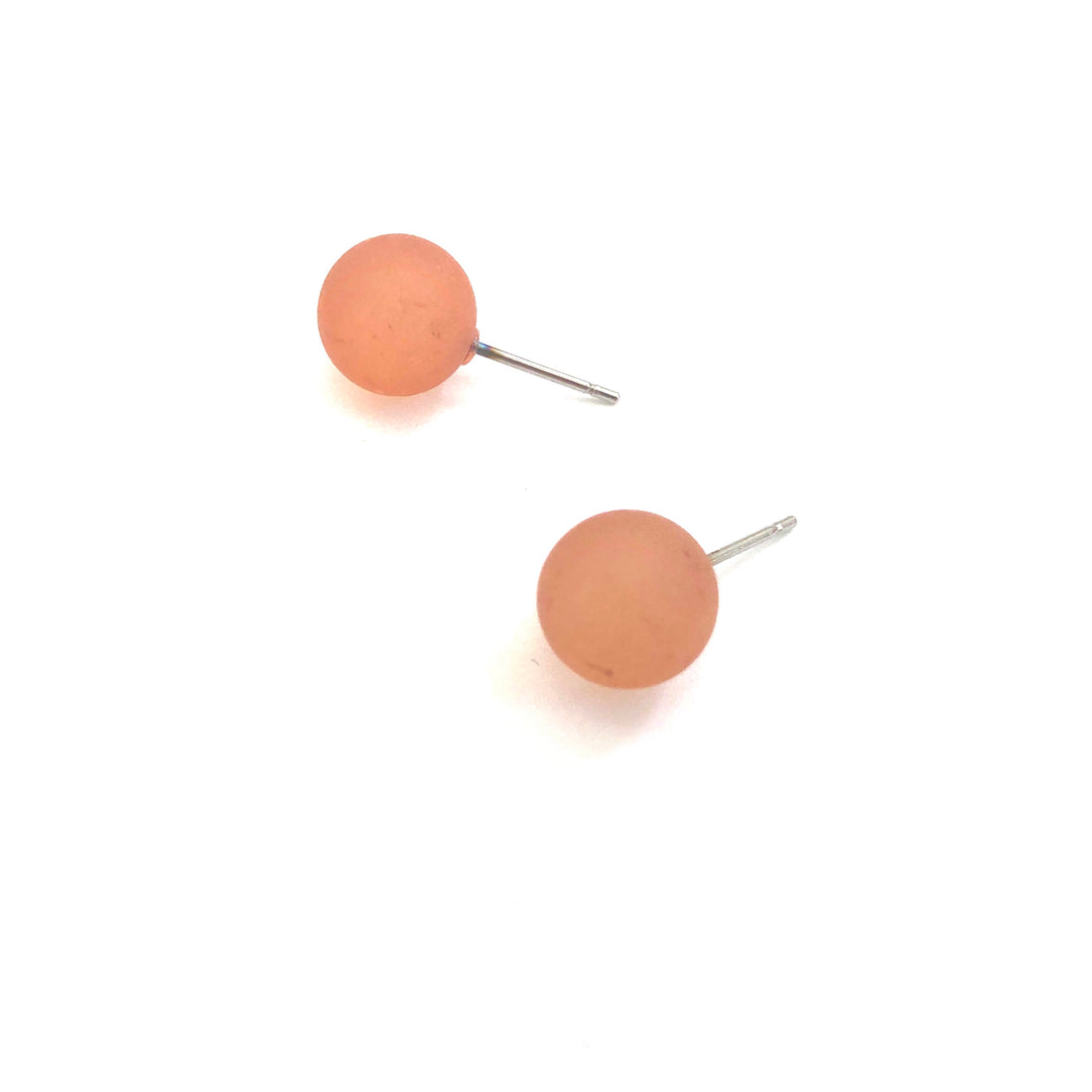 Burnt Coral Petite Frosted Lucite Ball Stud Earrings