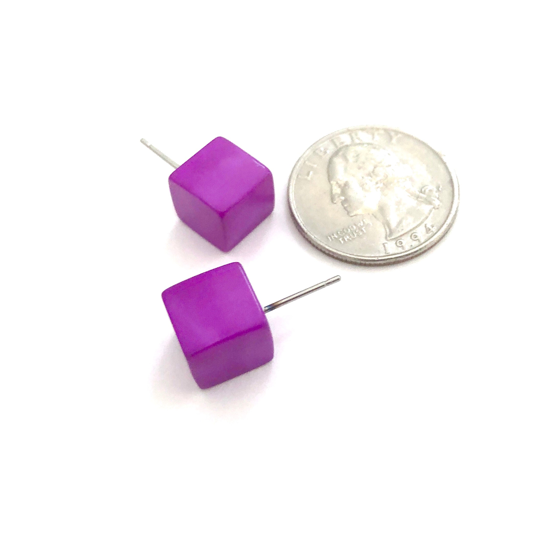 bright purple stud earrings