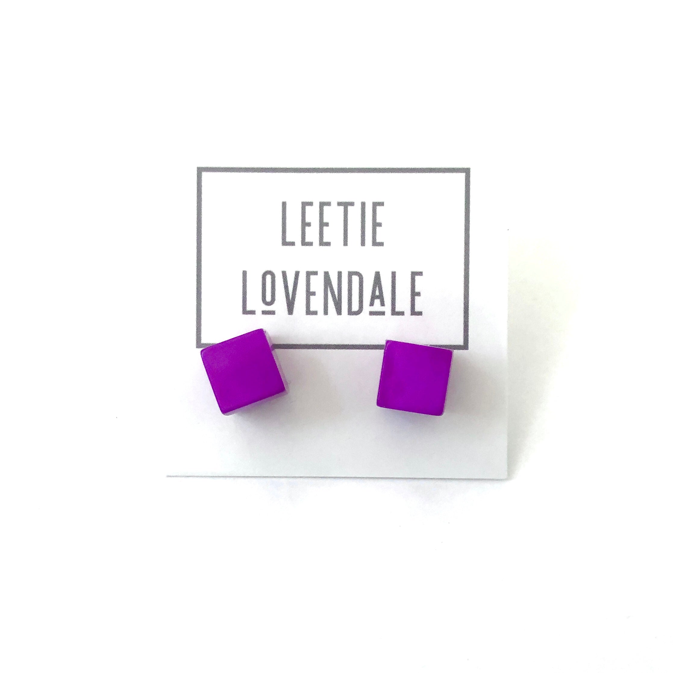 bright violet cube studs