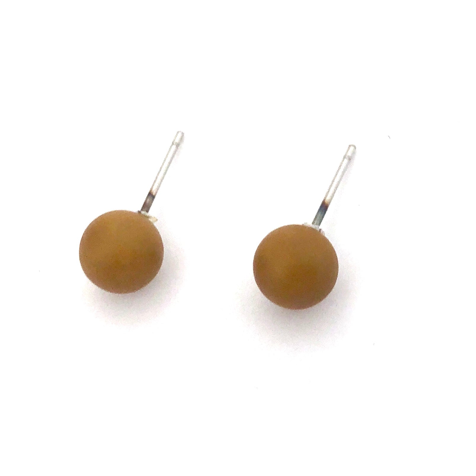 Terracotta Lucite Mini Ball Stud Earrings