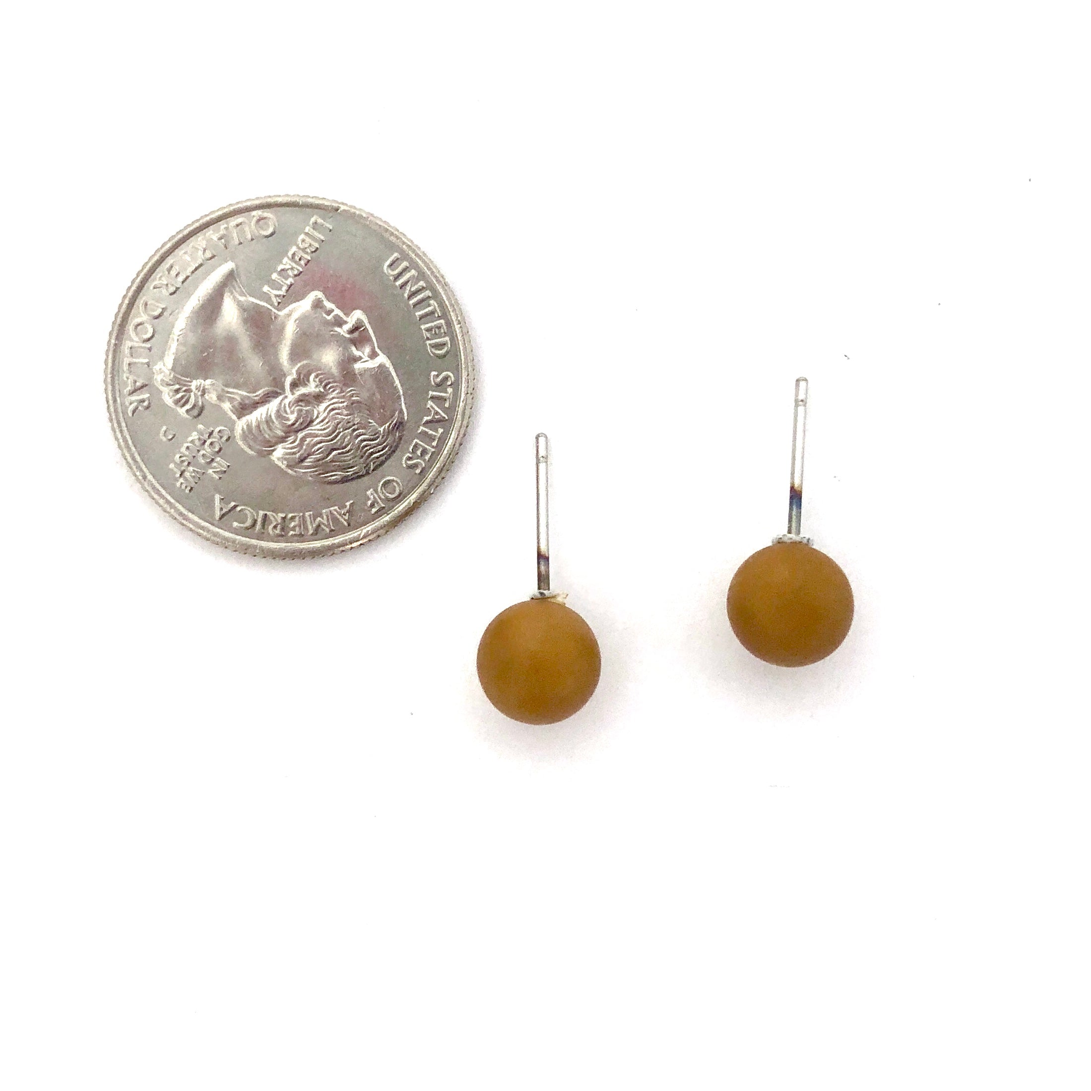 Terracotta Lucite Mini Ball Stud Earrings