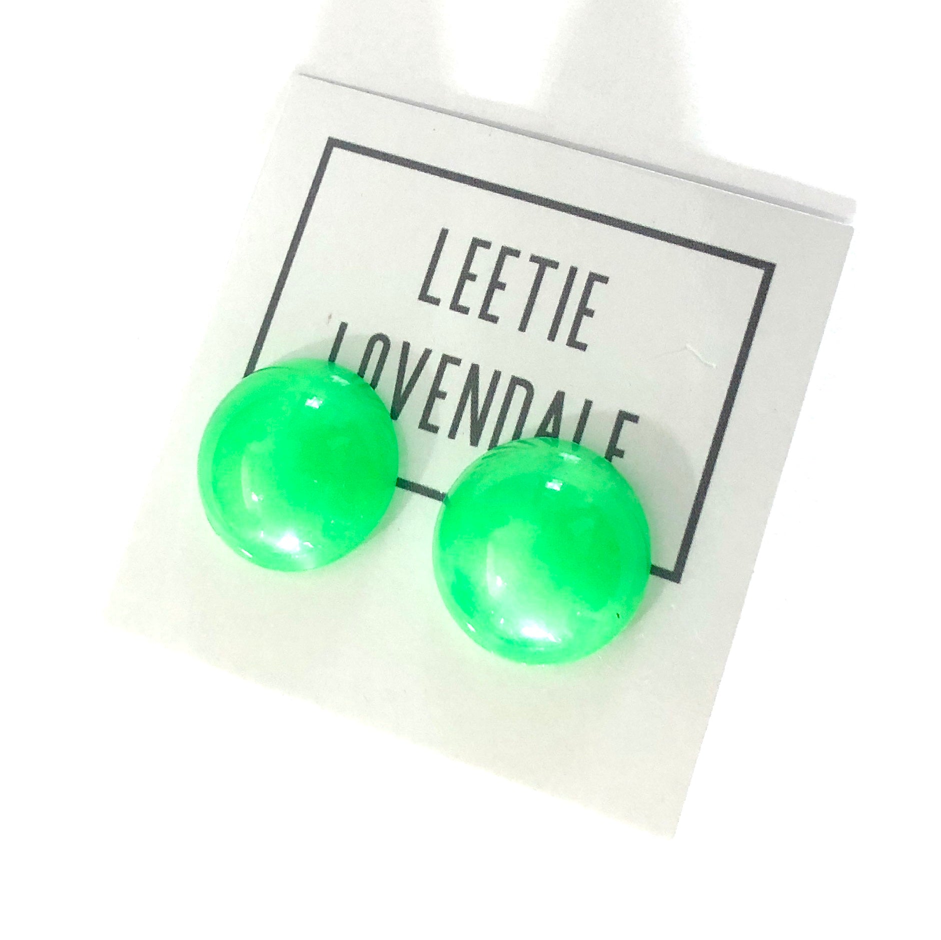 Neon Green Aura Glow Retro Button Studs